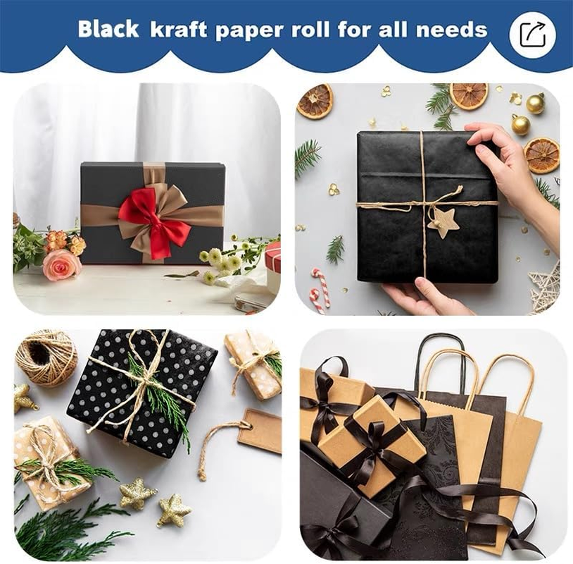Roll of Paper for Kids Art-Black Butcher Paper Roll-For Gift Wrapping, Children'S Art, Handmade, Children'S Creation (30M) image number 1