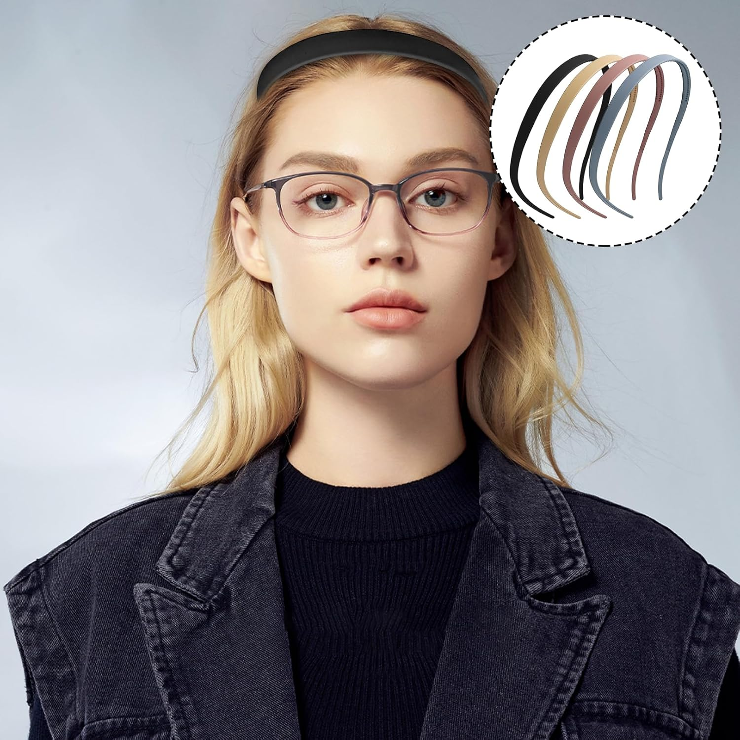 Pack of 4 Women'S Headbands, No Headache, Zigzag Hair Band, Thin, Flex Headband without Pressure, Hair Hoop for Glasses Wearers, Sunglasses Hair Hoops, Headband Matte Finish, Non-Slip with Teeth image number 3