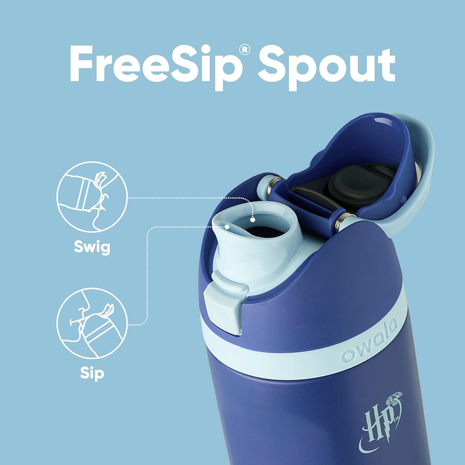 Owala Harry Potter Freesip Insulated Stainless Steel Water Bottle with Straw, Bpa-Free Sports Water Bottle, Great for Travel, 24 Oz, Ravenclaw image number 6