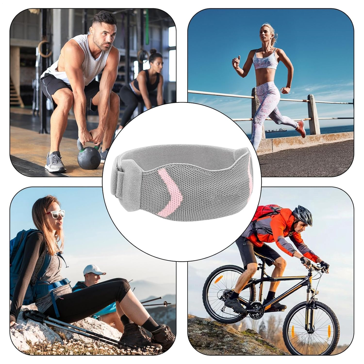 Patellar Tendon Support Strap - Patella Knee Support Strap with Silicone Pad | Adjustable Compression Stabilizer for Jumping Workout Running Gym Dance Hiking Weightlifting - Gray image number 3