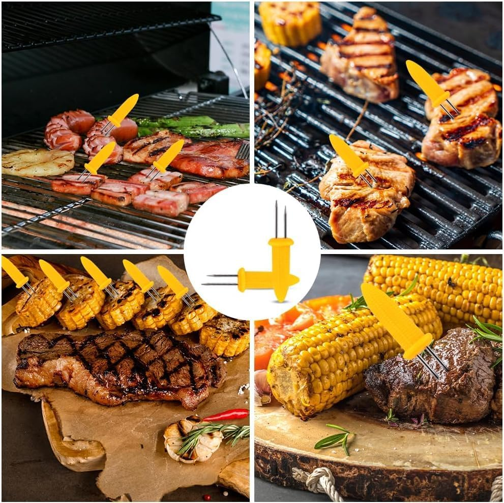 Stainless Steel Corn Holders with Storage Box, 20Pcs Corn on the Cob Holders BBQ Fork Skewers image number 5