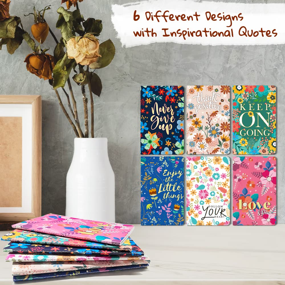 Kidepoch Floral Inspirational Notebook Bulk 6 Pack Botanical Notepad for Women 8X5 Inch Floral Patterned Notebook Memo Notebook with Motivational Quotes image number 3