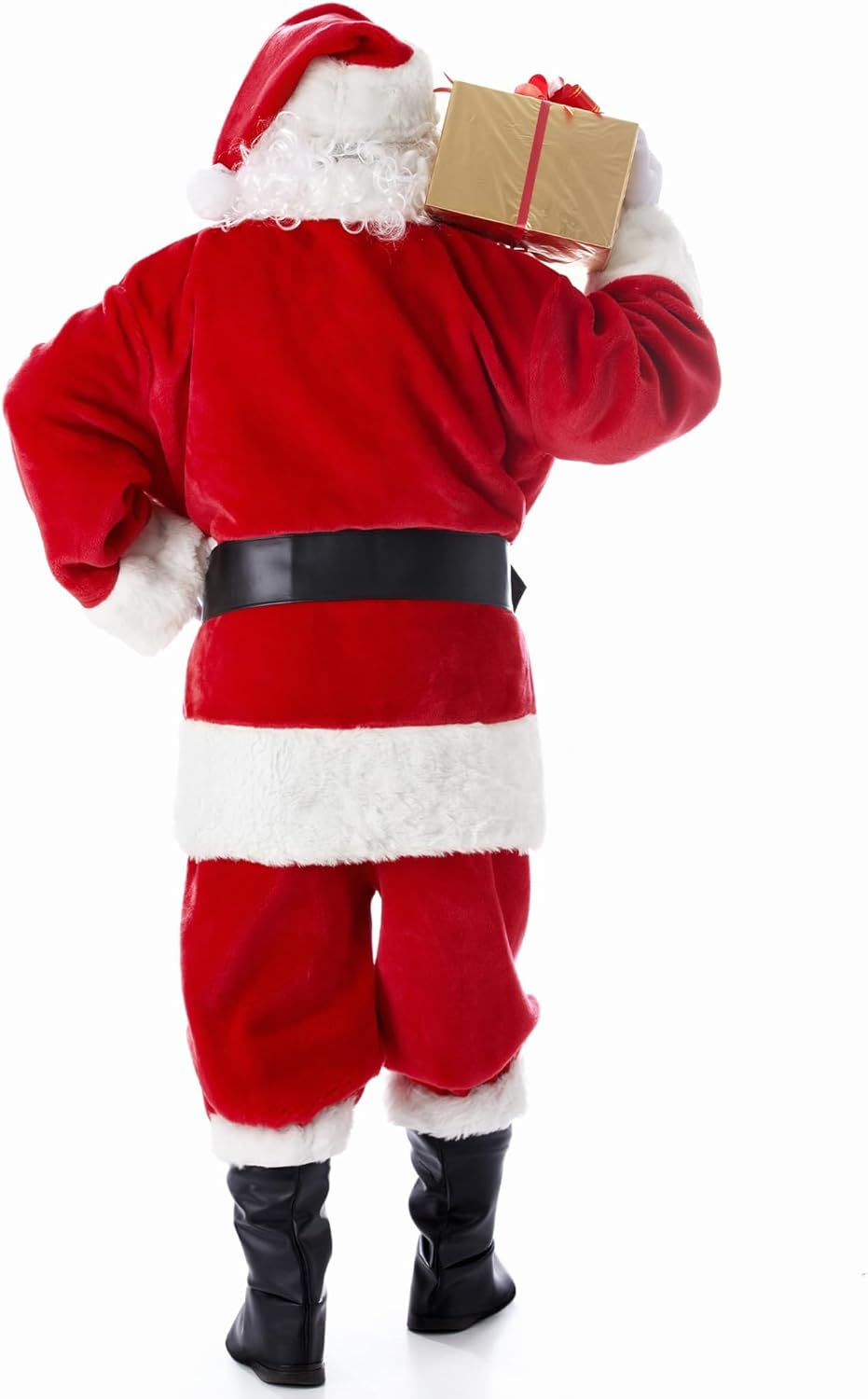 Christmas Santa Claus Costume for Men Adult 11 Pcs Deluxe Velvet Suit Outfit Xmas Santa Holiday Party Cosplay image number 4