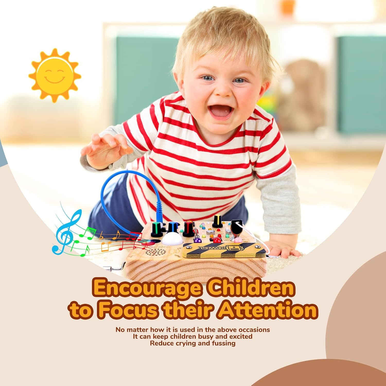 Busy Board,Montessori Toys for 1-3 Year Old Boys & Girls,Travel Educational Learning Activities for Toddlers,Sensory Toy for Kids with Autism image number 3