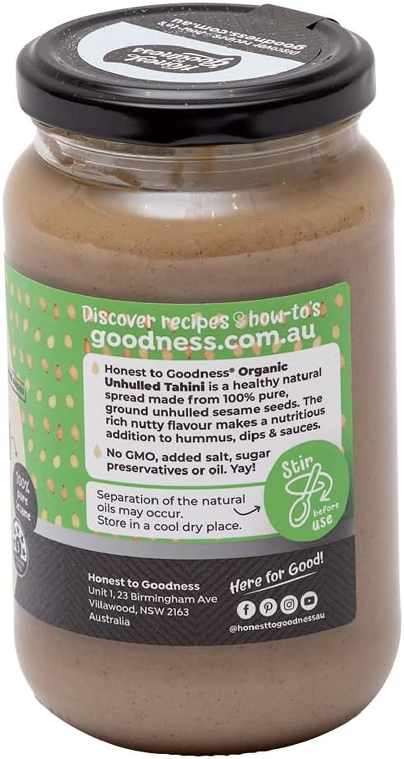 Honest to Goodness, Organic Tahini Unhulled, 375G - 100% Pure, Ground, Unhulled Sesame Seeds That Have Been Lightly Toasted. Its Rich & Delightful Nutty. image number 3