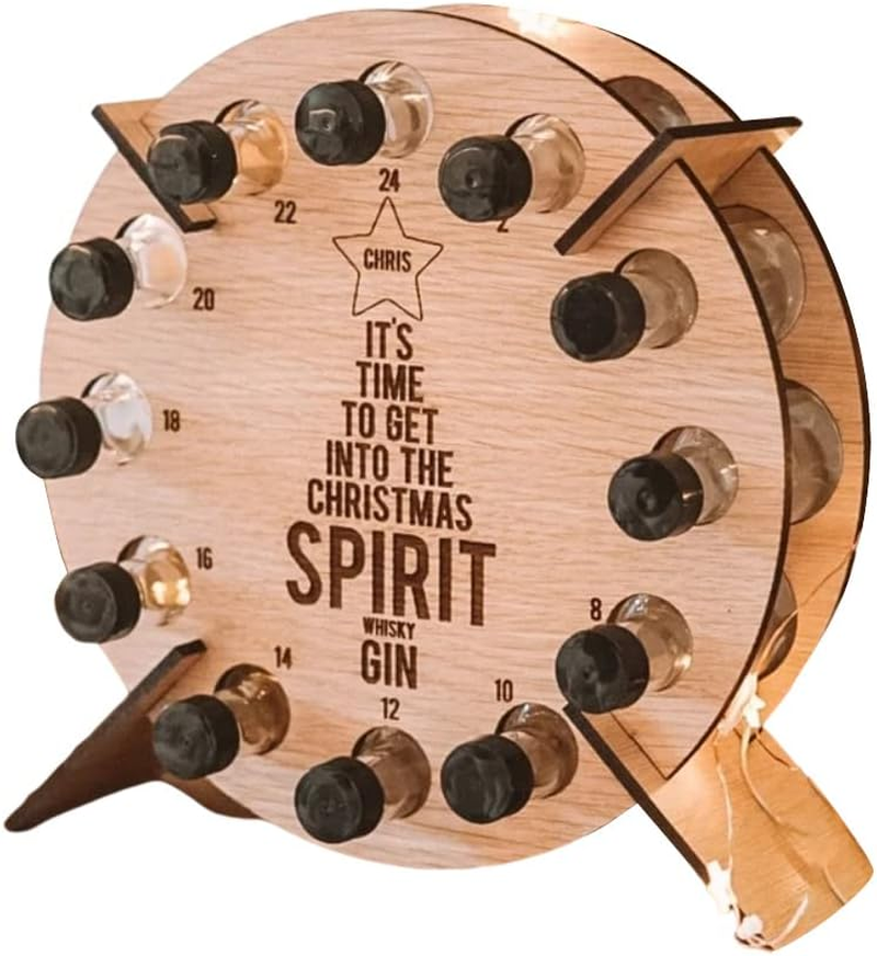 Christmas Advent Calendar Countdown,24 Days Countdown Advent Calendar Decoration Wine Stand,Wooden Wine Bottle Christmas Tree Rack Wine Bottle Stand Decoration Gifts (Wood) image number 6