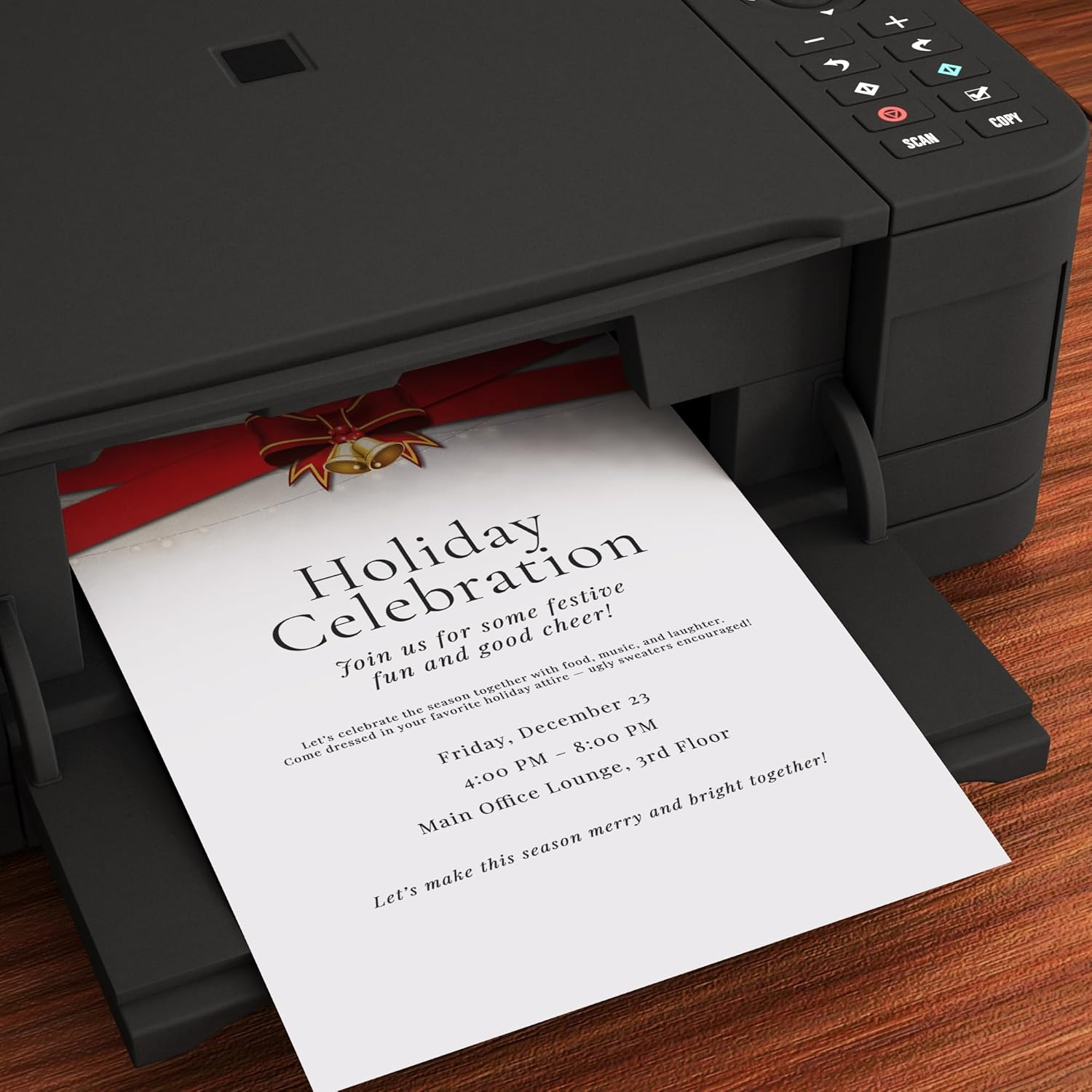 Ribbons & Bells Christmas Holiday Letterhead Paper - 80 Sheets image number 3