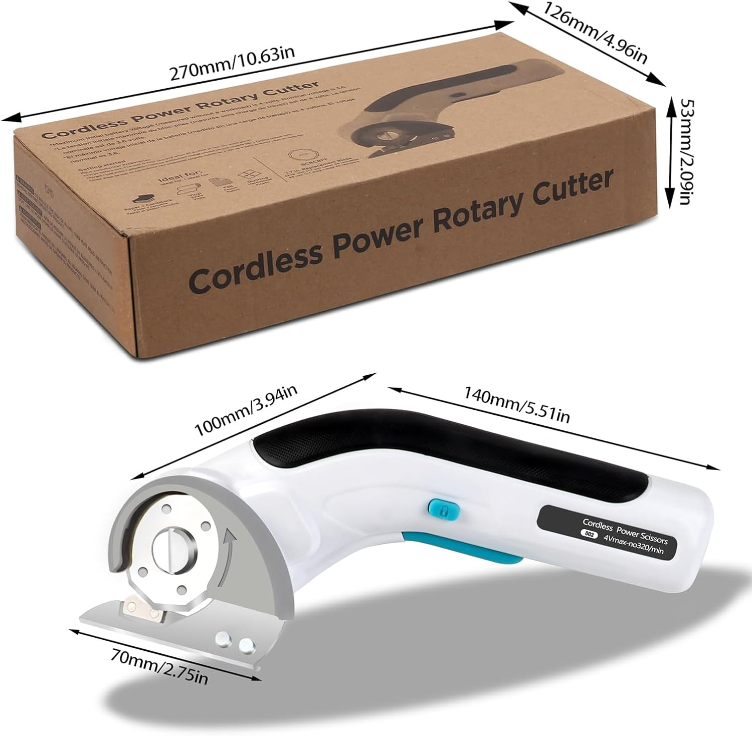 Cordless Electric Scissors Electric Box Cutter Rechargeable Cardboard Cutter Tool with Safety Lock Cordless Fabric Scissors Box Cutter with Blade for Carpet Cardboard Leather Paper Plastic image number 5