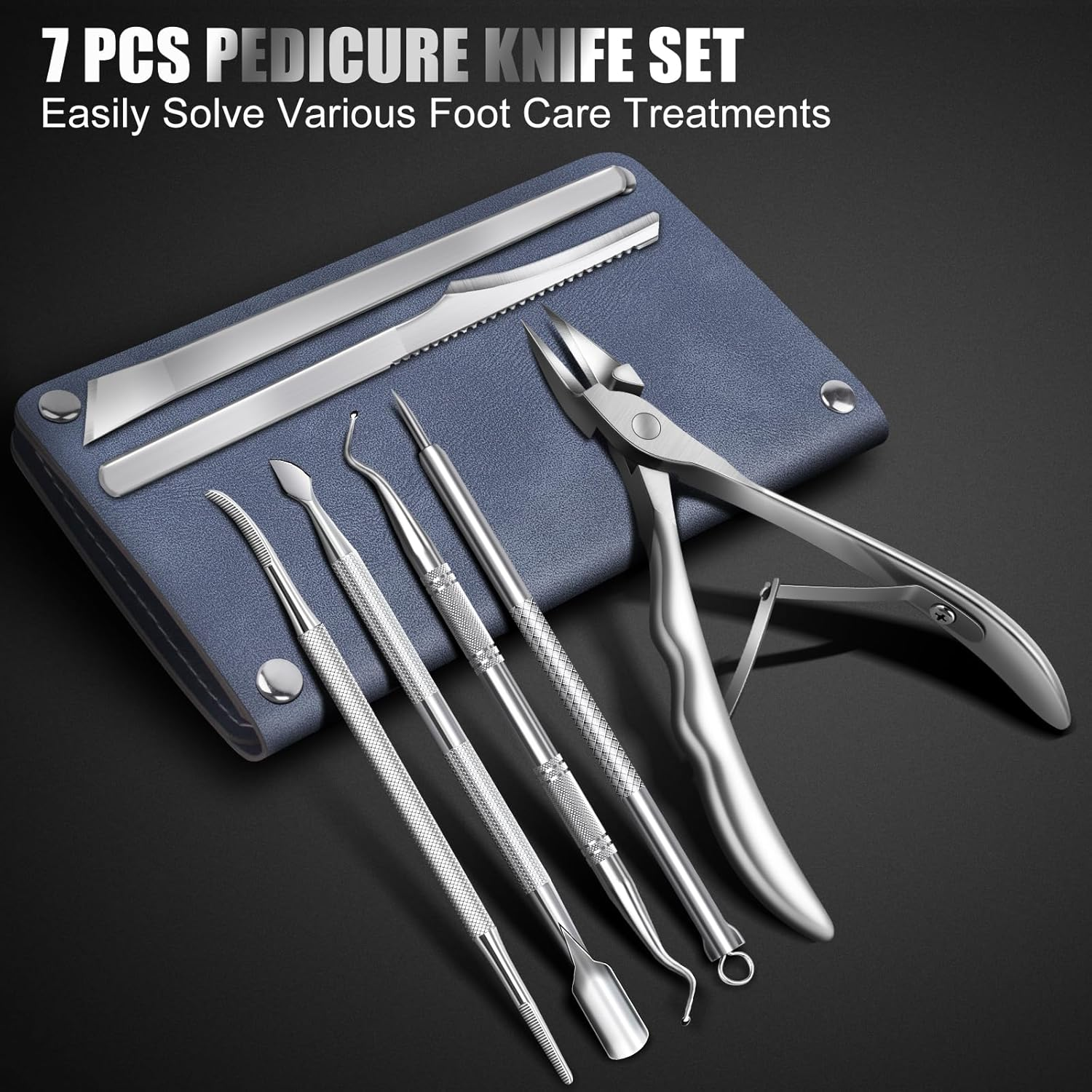 7-Piece Ingrown Toenail Treatment Set, Professional Stainless Steel Ingrown Toenail Removal Kit, Calloused Feet Remover Tool, Manicure Treatment Pedicure Tools for Feet (Under-Nail Clean + Foot Care) image number 6