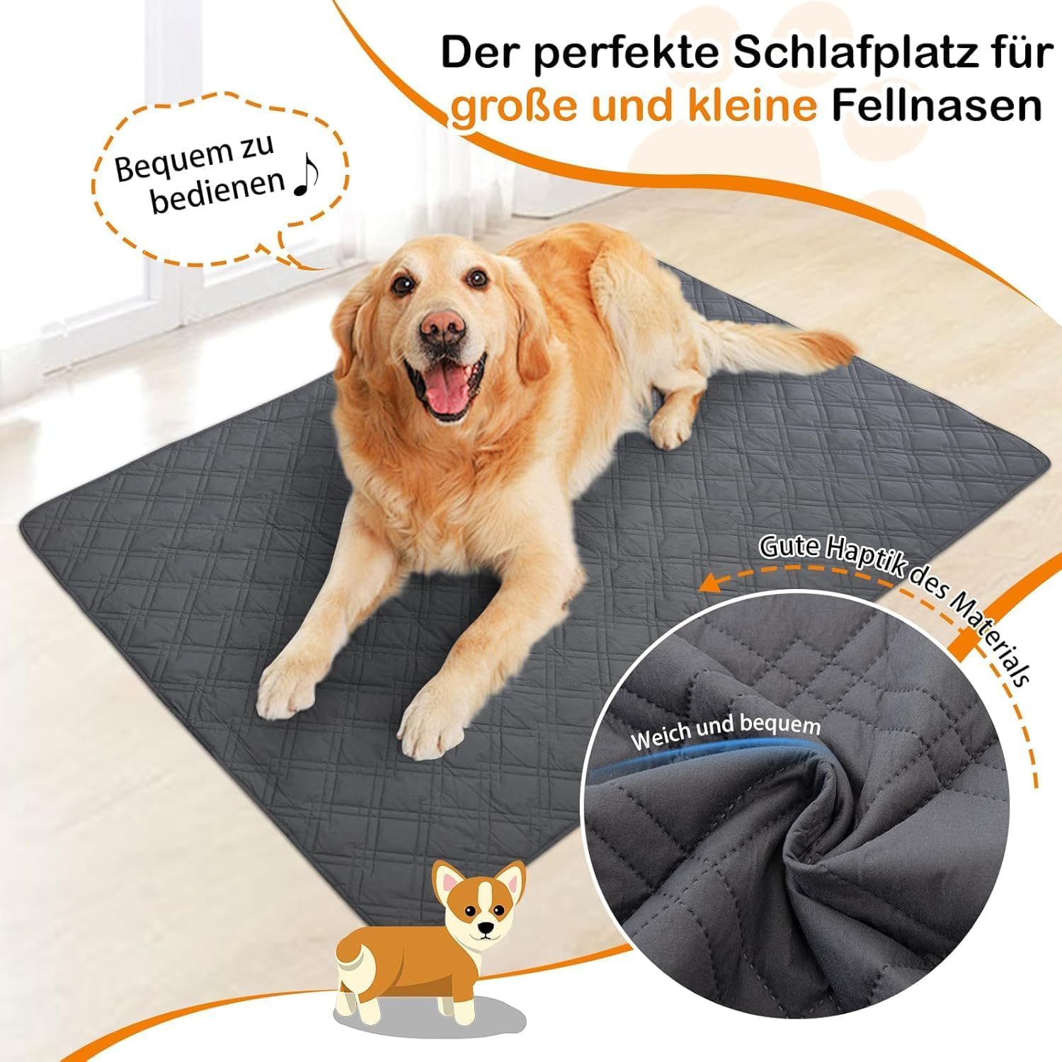 GYURO 100% Waterproof Dog Blanket, Large Washable Dog Blanket with Non-Slip Backing, Can Protect Furniture Bed Sofa (Grey, 77 X 178 Cm) image number 1