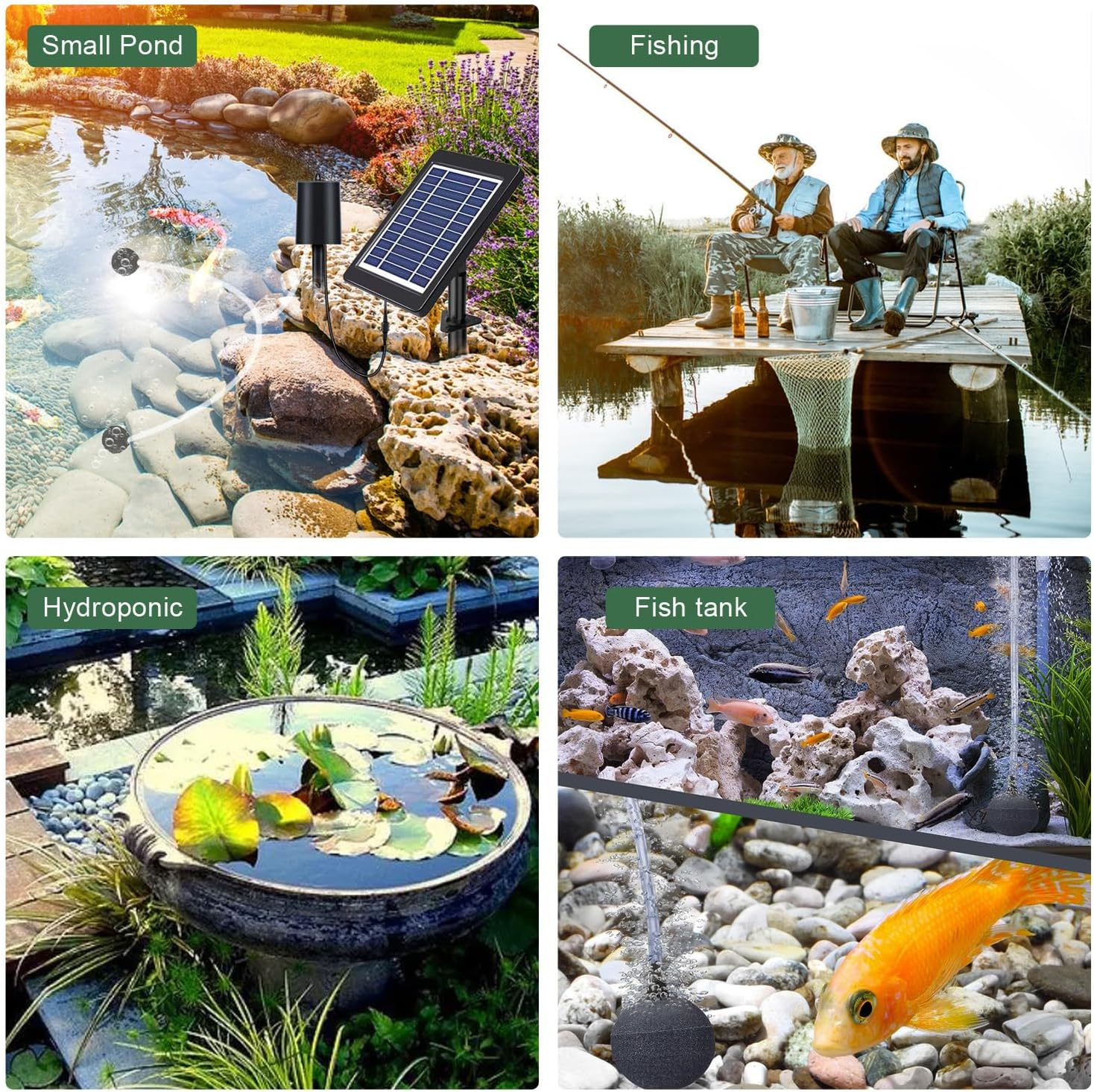 Lewisia 8W Solar Air Pump Kit with Air Hose and Bubble Stones 3 Working Modes Pond Aerator Bubble Oxygenator image number 1