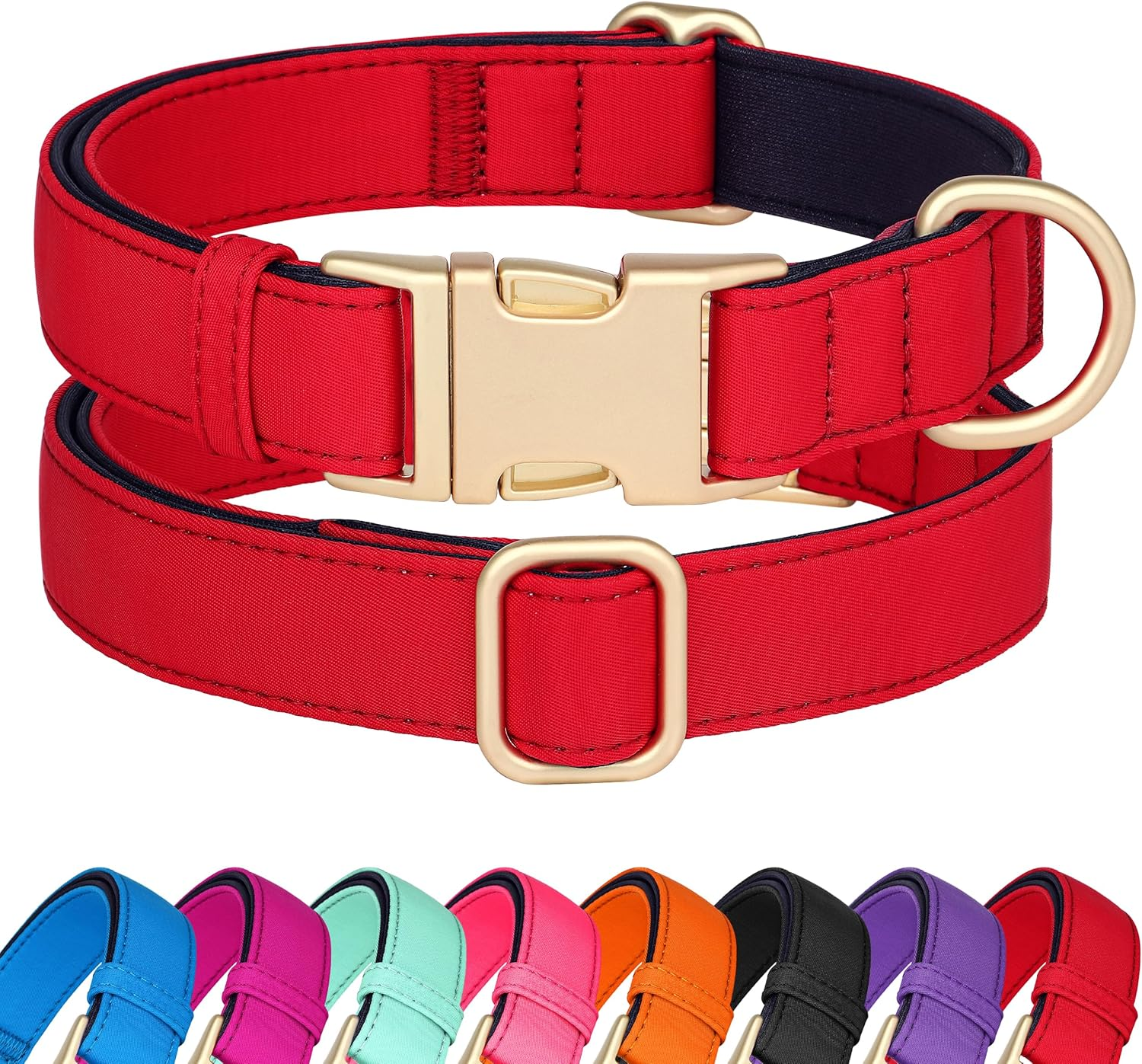 Didog Nylon Dog Collar, Soft Padded, Durable Dog Collar with Quick Release Metal Buckle, Lightweight and Breathable Dog Collar for Small Dogs, Red, S image number 4