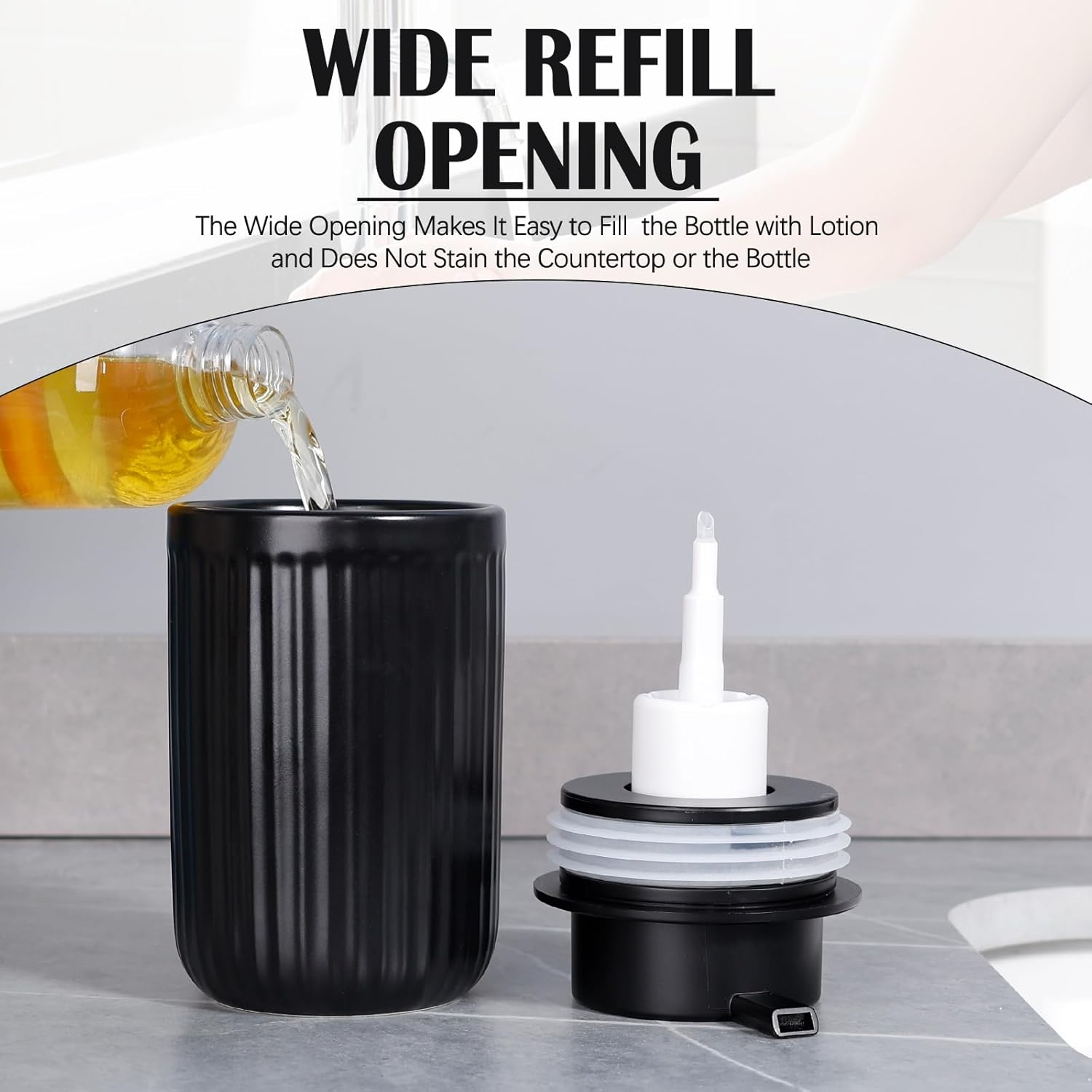 Umlaca Foam Soap Dispenser Black Ceramic Foaming Soap Dispenser for Bathroom, 320Ml Refillable Liquid Lotion Hand Soap Dispenser with Rust-Proof Foaming Pump for Countertop image number 1