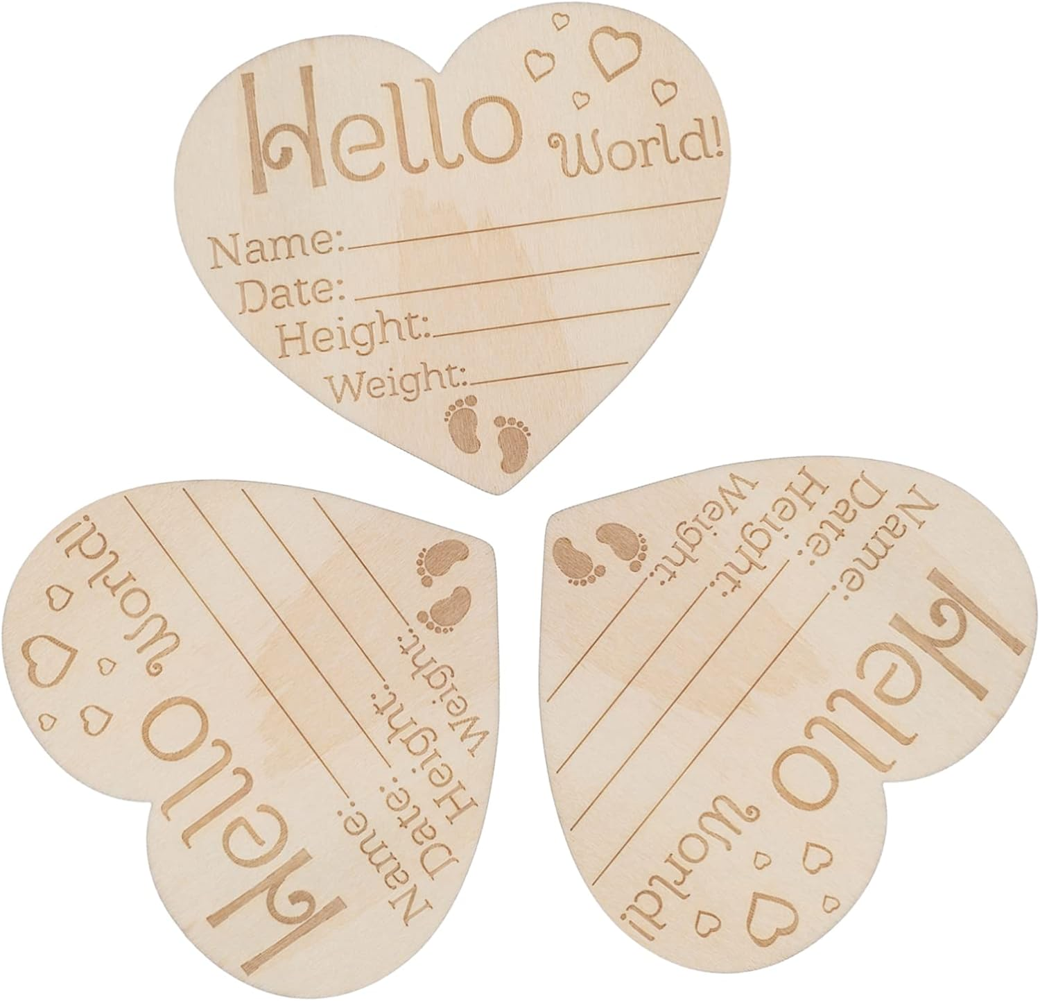 Kisangel 3 Pcs Newborn Logo Announcement Sign Birth Sign Heart Name Signs Arrival Sign Sealed Oh Nursery Birth Announcement Sign Wooden Khaki