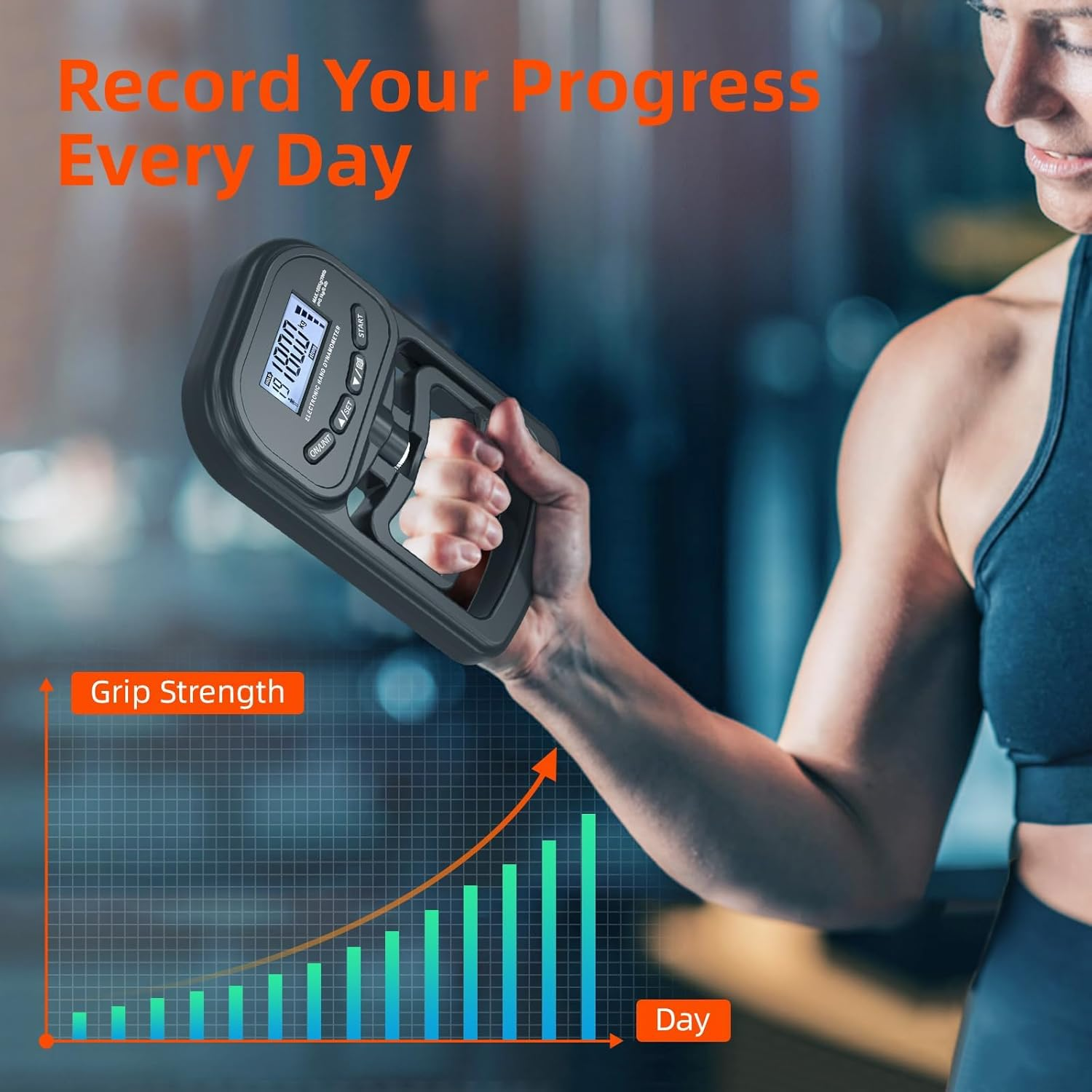 Digital Hand Dynamometer Grip Strength Tester, Digital Dynamometer for Hand Measurement Meter Auto Capturing Electronic Forearm Finger Power 198 Lbs / 90 Kgs, Gripping Strengthener for Sport, Home, School, Clinic Use