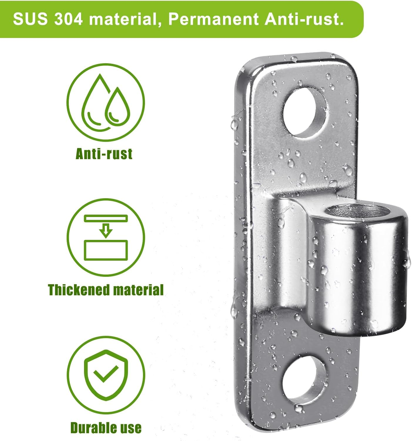 2Pcs Cast Gate Hinges, 304 Stainless Steel Wall Mount Gate Hinge for Farm Gate, Chain Link Fence Gate Hinge One-Piece with Non-Weld Gate Hinge Heavy Duty, Fit 5/8'' Fence Post Hinge