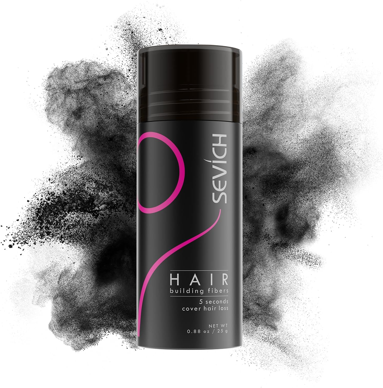 SEVICH Hair Fibers with Spray Applicator - Natural-Looking Hair Thickening Fibers for Men & Women, Instant Fullness, Wind & Water Resistant, Easy Wash Out, 25G (Black)