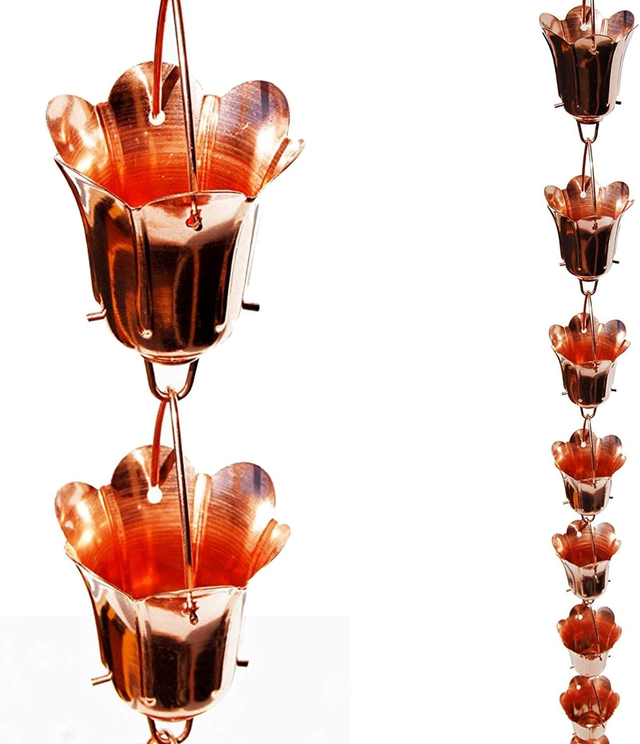 Stanwood Rain Chain Tulip Flower Blossom Copper Rain Chain 8-Feet image number 1
