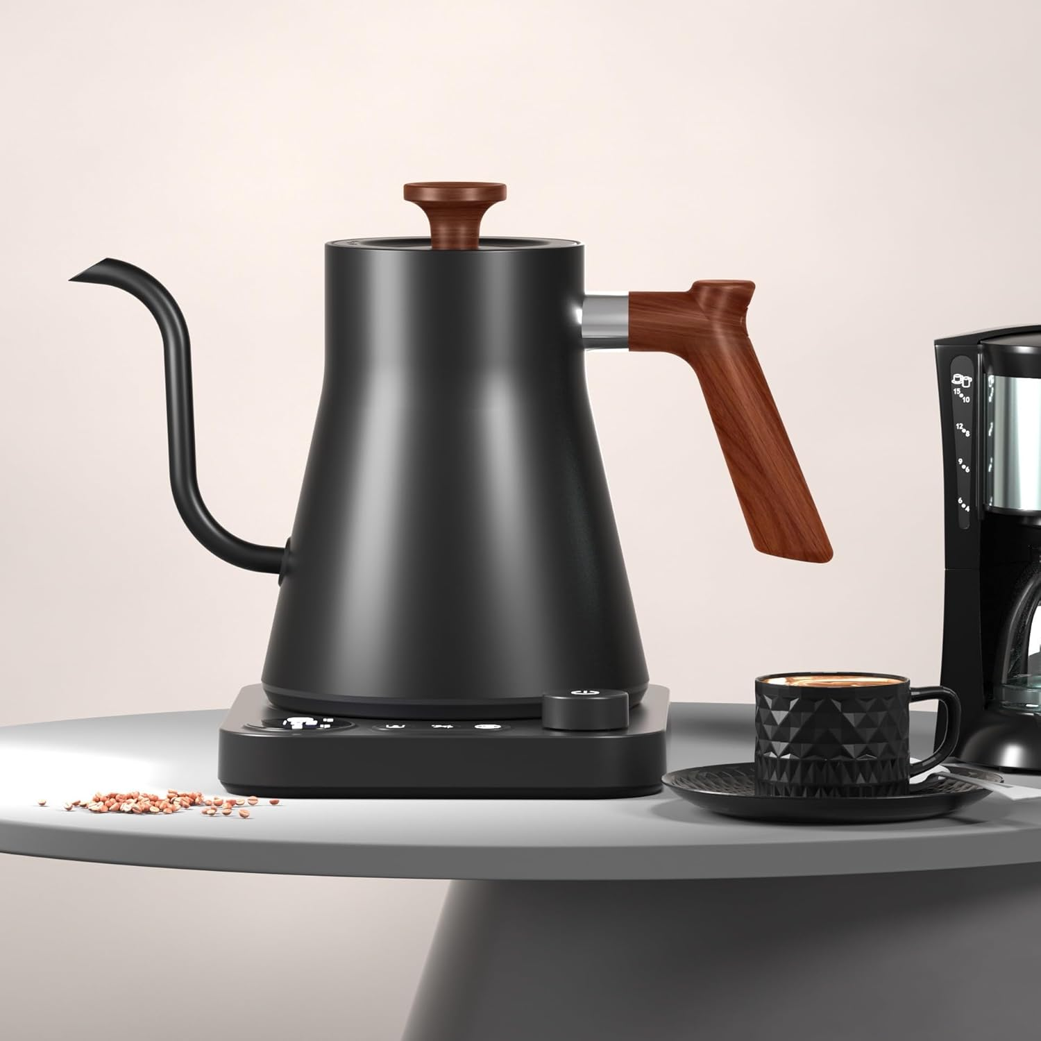 Electric Gooseneck Kettle with Temperature Control, 0.9L Stainless Steel Electric Kettle for Coffee and Tea, Pour over Rapid Heating Quick Boiling image number 5