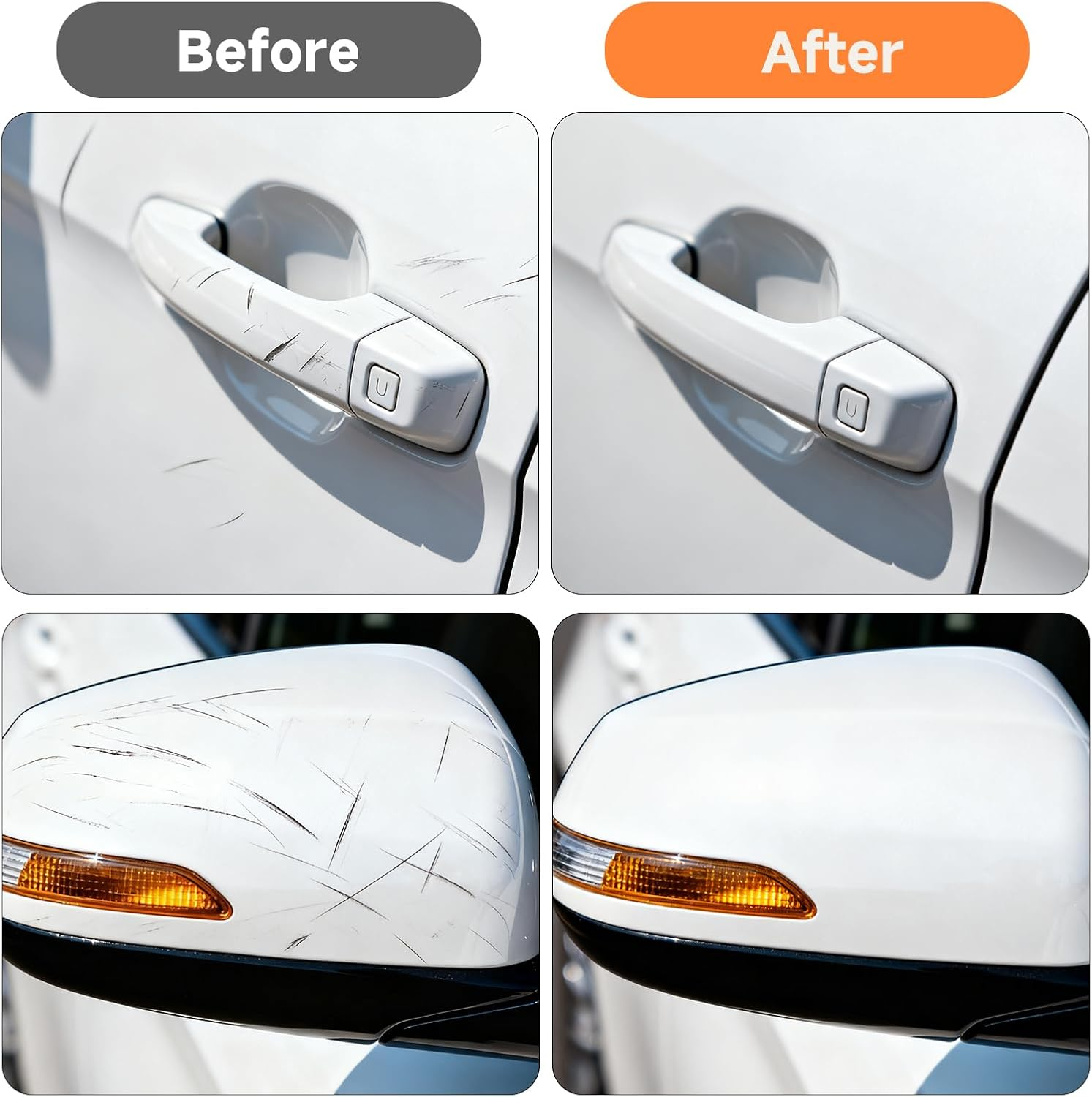 White Car Touch up Paint Pen, 12Ml 2-In-1 Scratch Repair Pen with Alloy Tip & Brush and Colour Match Cap, Quick Fix for Minor Scratches on Vehicle Paintwork Car Scratch Remover Pen image number 3