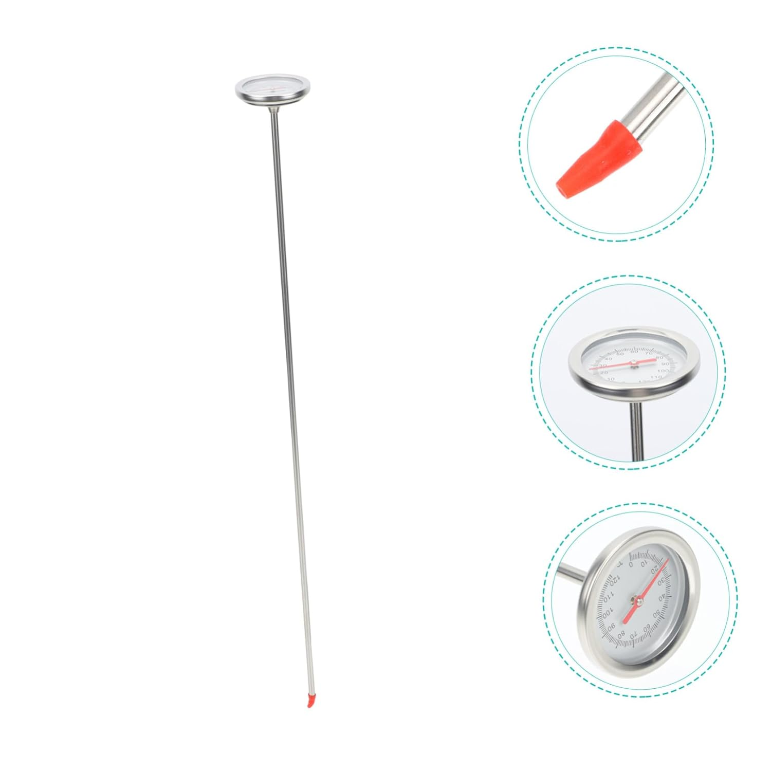 Mipcase Stainless Steel Soil Thermometer Probe Accurate Compost Temperature Gauge for Gardening and Greenhouse Planting C- C Sensor Tool image number 6