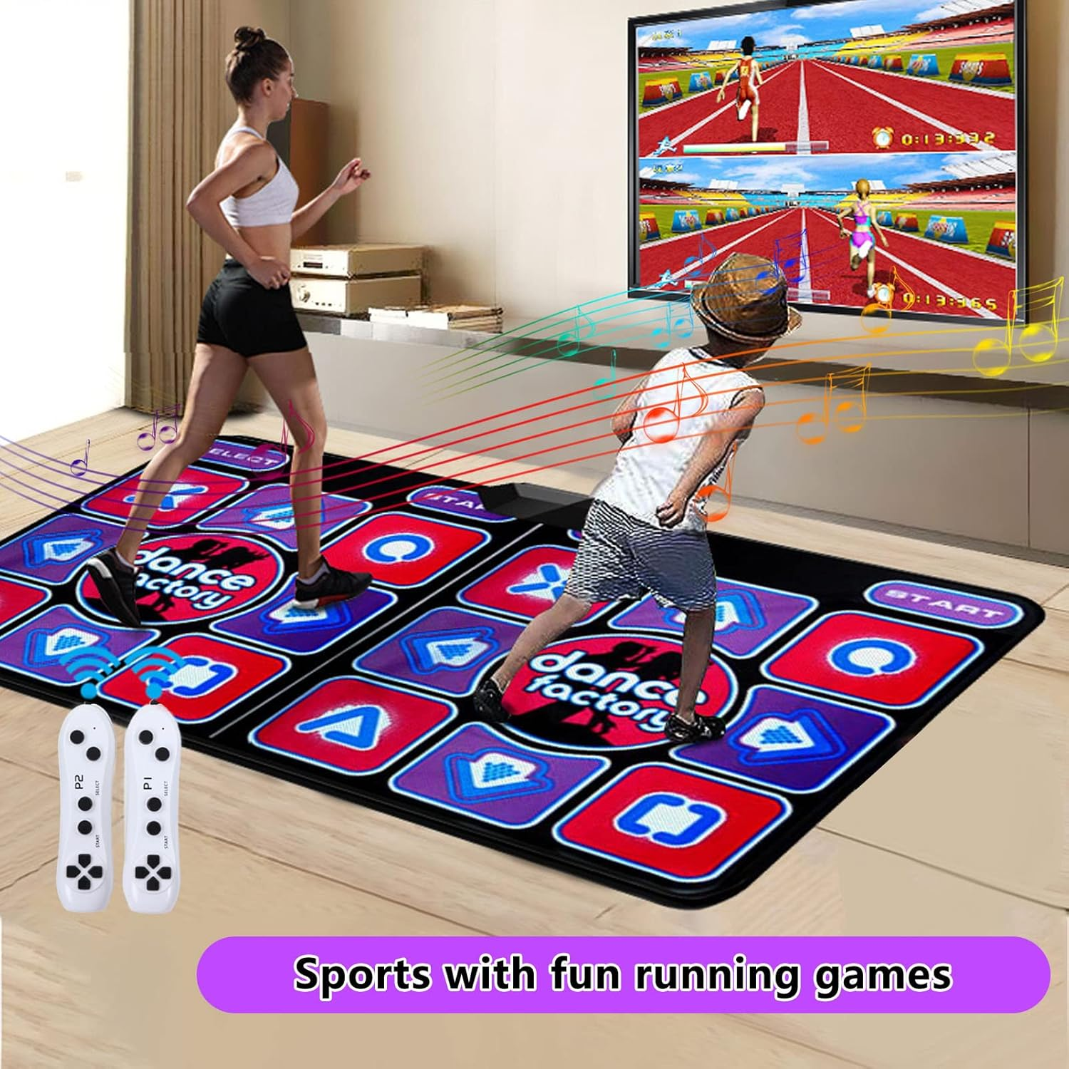 Double User Exercise Musical Dance Pad, High Sensitivity Foldable Glowing Arrows Step Pad with Different Difficulty Levels for Kids and Adults image number 3