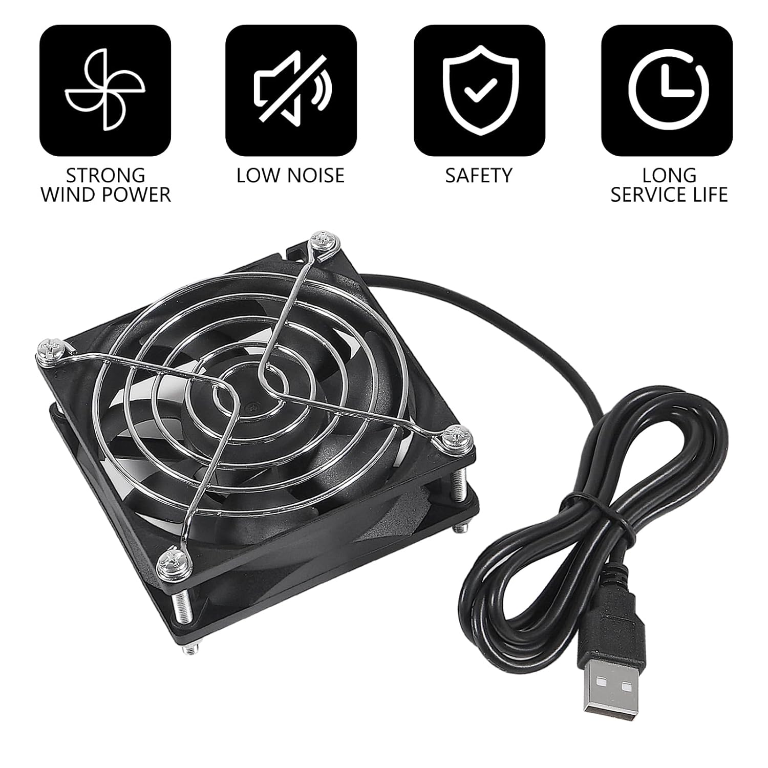 2Pcs USB Fan DC 5V 8025 80MM Cooling Fan 80X80X25Mm USB Cooling Fan Comptuter Case CPU Cooling Fan Laptop with Metal Grill image number 6