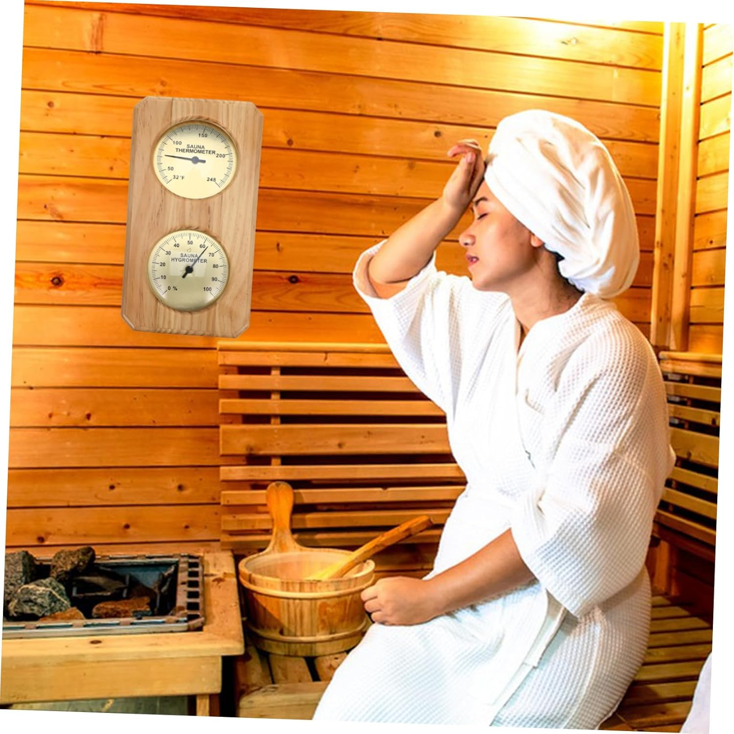 Kisangel Wooden Thermometer and Hygrometer for Home Sauna Temperature Humidity Gauge Accurate Indoor Outdoor Weather Monitor image number 5