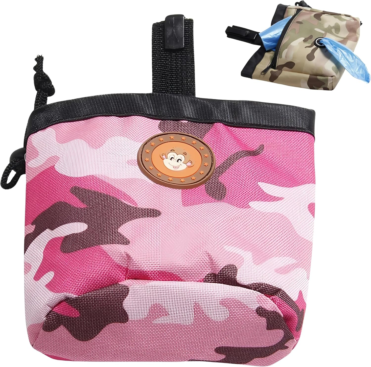 EZONEDEAL Pet Dog Treat Pouch with Poop Bag Dispenser Hands-Free Treat Pouches Dog Training Treat Pouch for Dog Walk, Dog Treat Bags Training Pouch, Dog Food Dispenser for Travel, Outdoor (Pink)