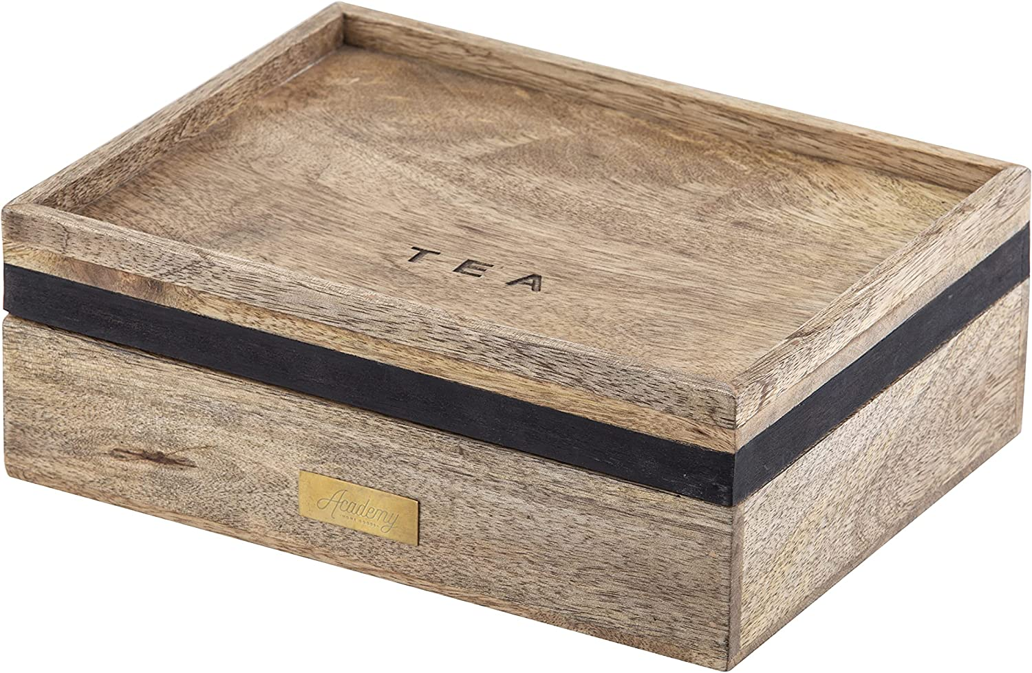 Academy James Tea Box, 25 X 20 X 8 Cm, Natural/Black/Gold