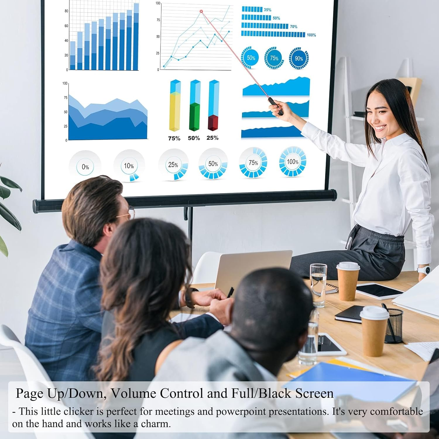 Wireless Powerpoint Remote Presentation Clicker, USB Wireless Presenter Remote-Clicker for Laptop Presentations Remotes, USB Wireless Presenter Remotes, Ergonomic Design - Universal Compatibility