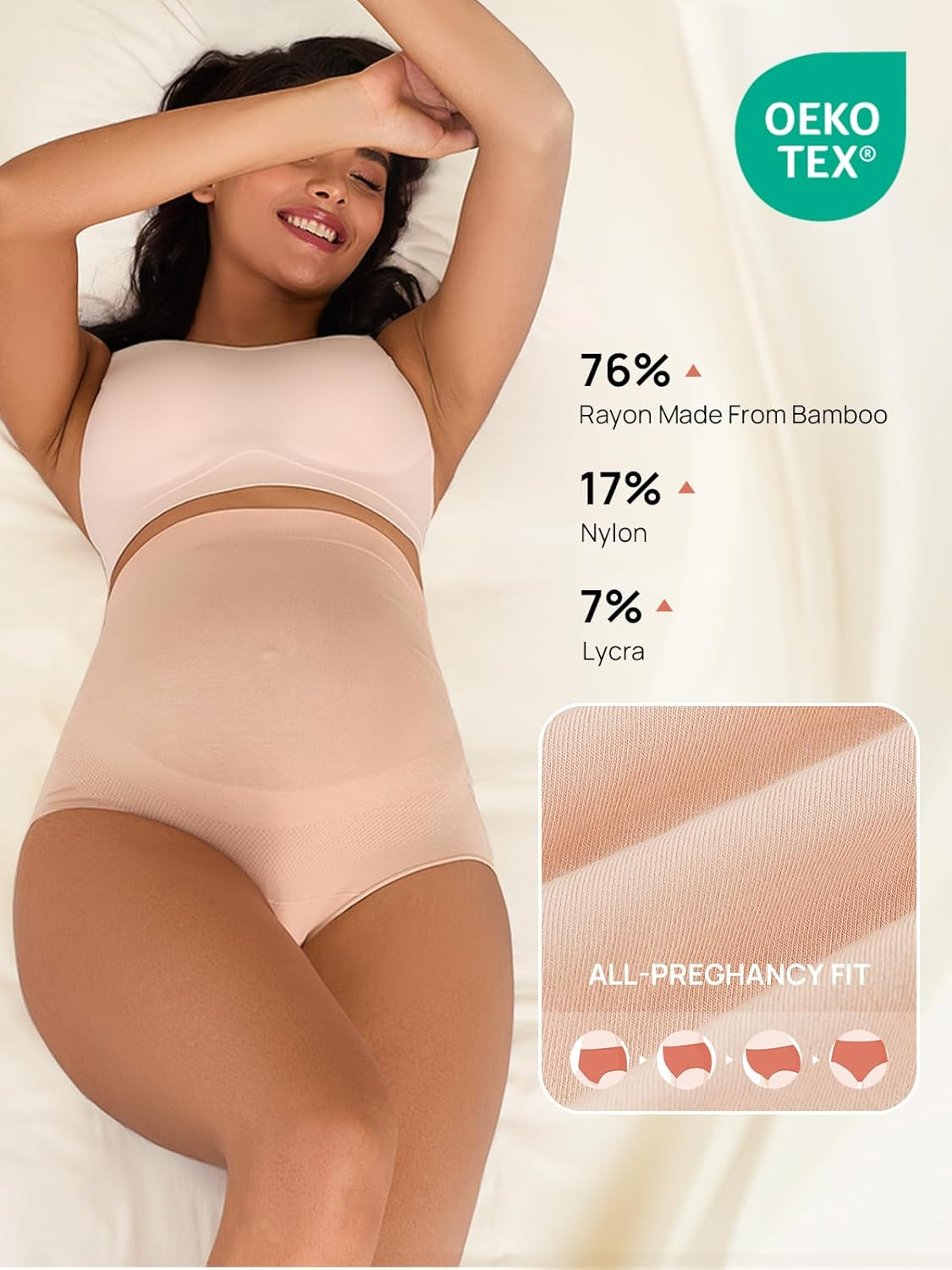 Summer Mae Maternity Underwear Soft Breathable High-Waist Pregnancy Seamless over Bump Panties for Women image number 3