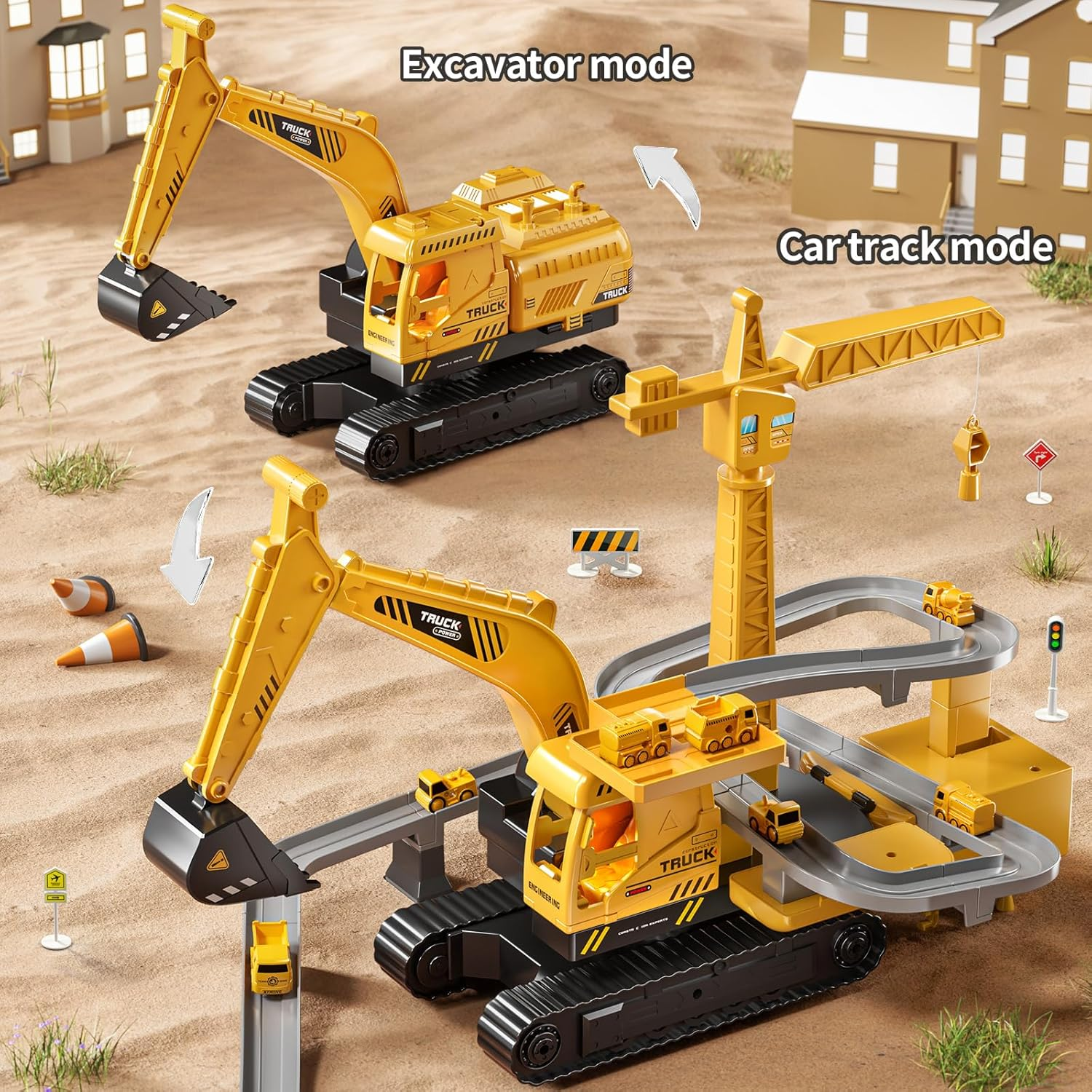 TEMI Construction Truck Toys for Boys 3 4 5 6 7 Years Old - Engineering Digger Race Tracks, Kids Excavator Crane Toys for Toddlers and Kids 3+ Years, Birthday Gift Boys & Girls Aged 4-6 image number 5