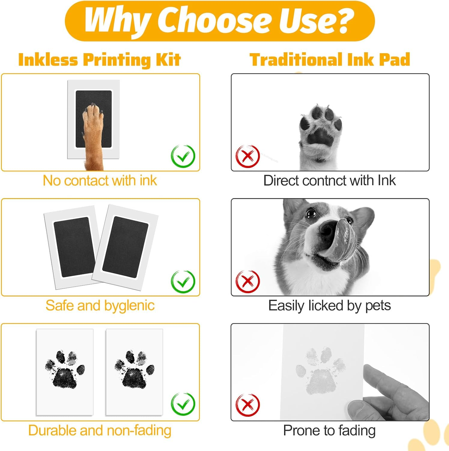 Paw Print Set Dog Cat Footprint 4 Pieces Ink Pad with 8 Cards Baby Dog Snout Print Kit Gift image number 3
