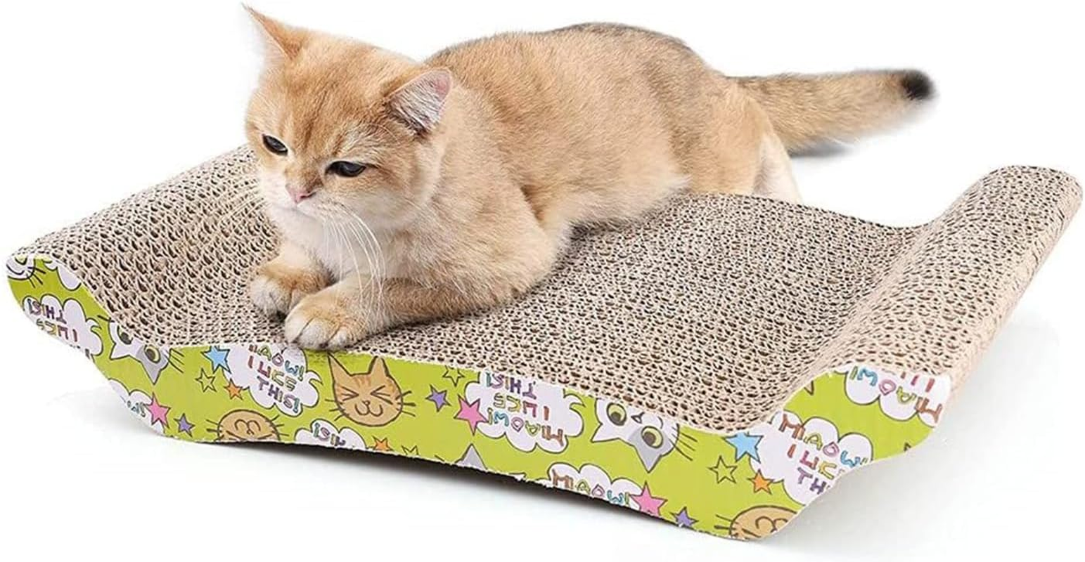 Mumoo Bear Cat Scratching Board 1 Pack with Catnip, 43Cm &times; 21Cm Cartoon Cat Scratcher Cardboard Recycle Corrugated, Replacement Lounge Pad Used for Cat(Upgraded) image number 4