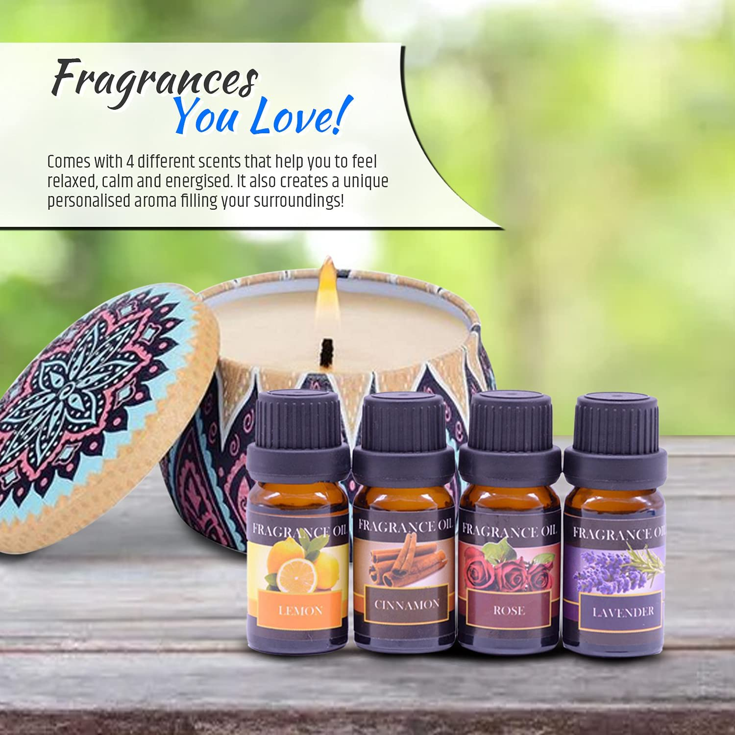 Laudan Essentials Candle Making Kit - DIY Scented Candle Supplies, 310G Soy Wax, 50 Wicks, 3 Tins, 4 Scents, Non-Foldable, All Ages image number 3