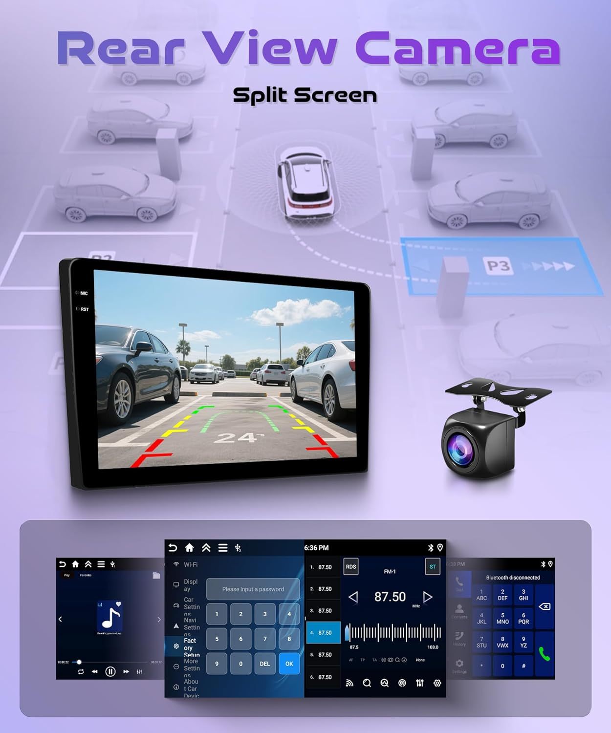 4G+128G Car Radio for Audi TT 2006-2014 Android 15 Car Stereo Wireless Carplay Android Auto, Rimoody 9'' HD Touchscreen Mirror Link GPS Navigation Wifi Bluetooth FM/RDS EQ-32 SWC Backup Camera image number 2