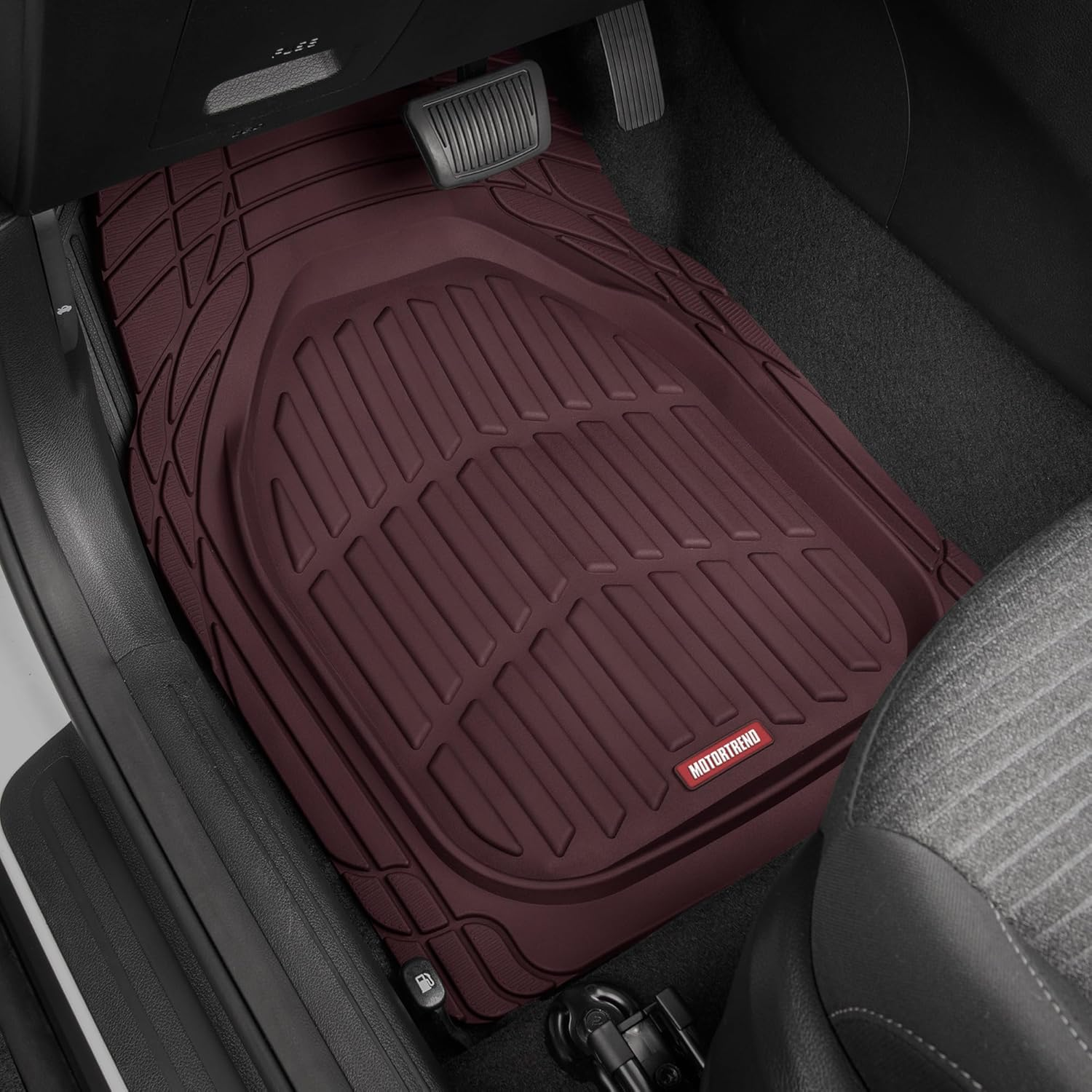 Motor Trend Flextough Floor Mats for Cars, Burgundy Deep Dish All-Weather Car Mats, Waterproof Trim-To Fit Automotive Cars Trucks SUV, Universal Liner Accessories - Burgundy image number 5