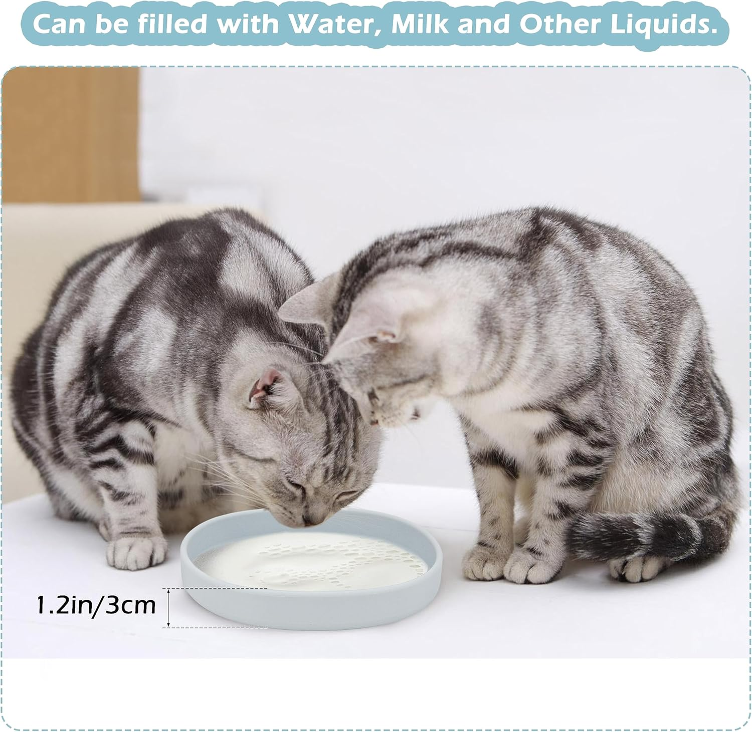 Cat Bowls Silicone Dog Bowls, Non Slip Dog Food Bowls Cat Feeding Bowls, Drinking Bowl Pet Bowl for Dry Food and Wet Food, 10 OZ/330ML Water or Food Bowl for Small Pets, Gray 2Pcs image number 1