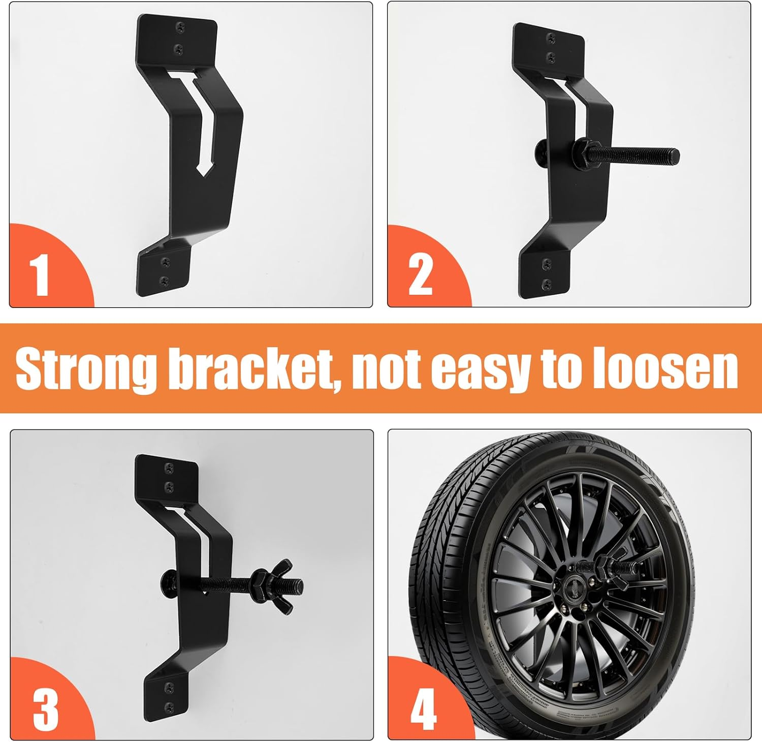 Whsunvo Wall Mount Spare Tire Carrier Metal Spare Tire Holder Space Saving Wheel Bracket Rack Easy Installation Trailer Spare Tire Mount High Security Spare Tire Carrier Bracket for Car