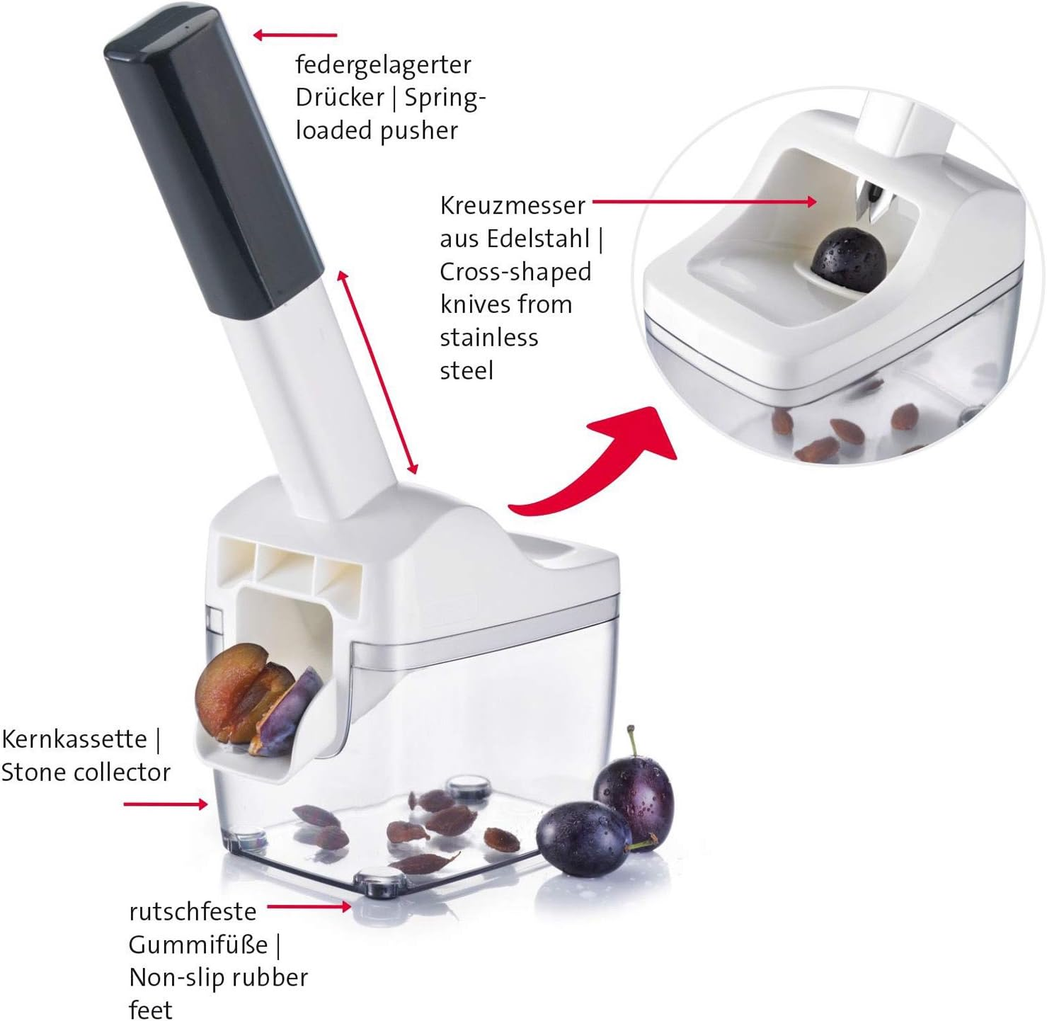 Westmark Germany Steinfix Plum Stoner, White, 9.055 X 8.346 X 4.567 Inches (40252260)