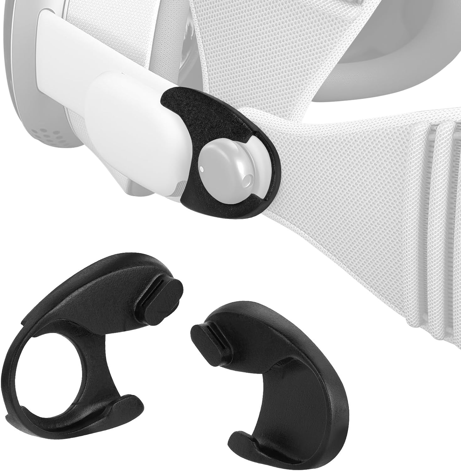 Geekria VR Headset Dual Band Adapter Compatible with Apple Vision Pro, Head Strap Top Knit Adapter, Reduces Facial Stress, Comfort Top Strap Attachment (Black)