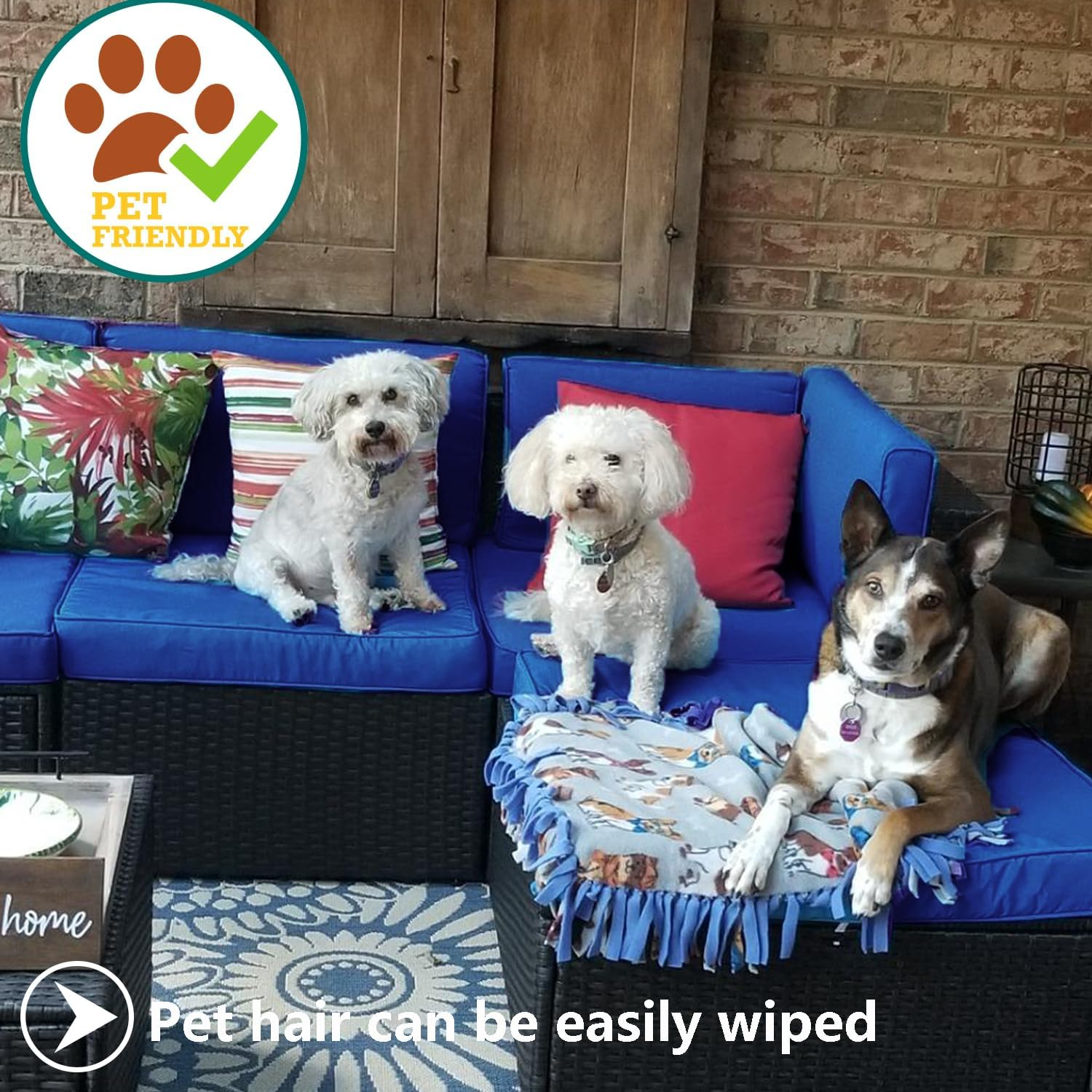 FLYMEI Patio Cushion Covers 24X22X4 Waterproof Outdoor Cushion Cover Replacement 2Packs Outdoor Seat Cushion Slipcover for Rattan Chair Sofa, Blue image number 2