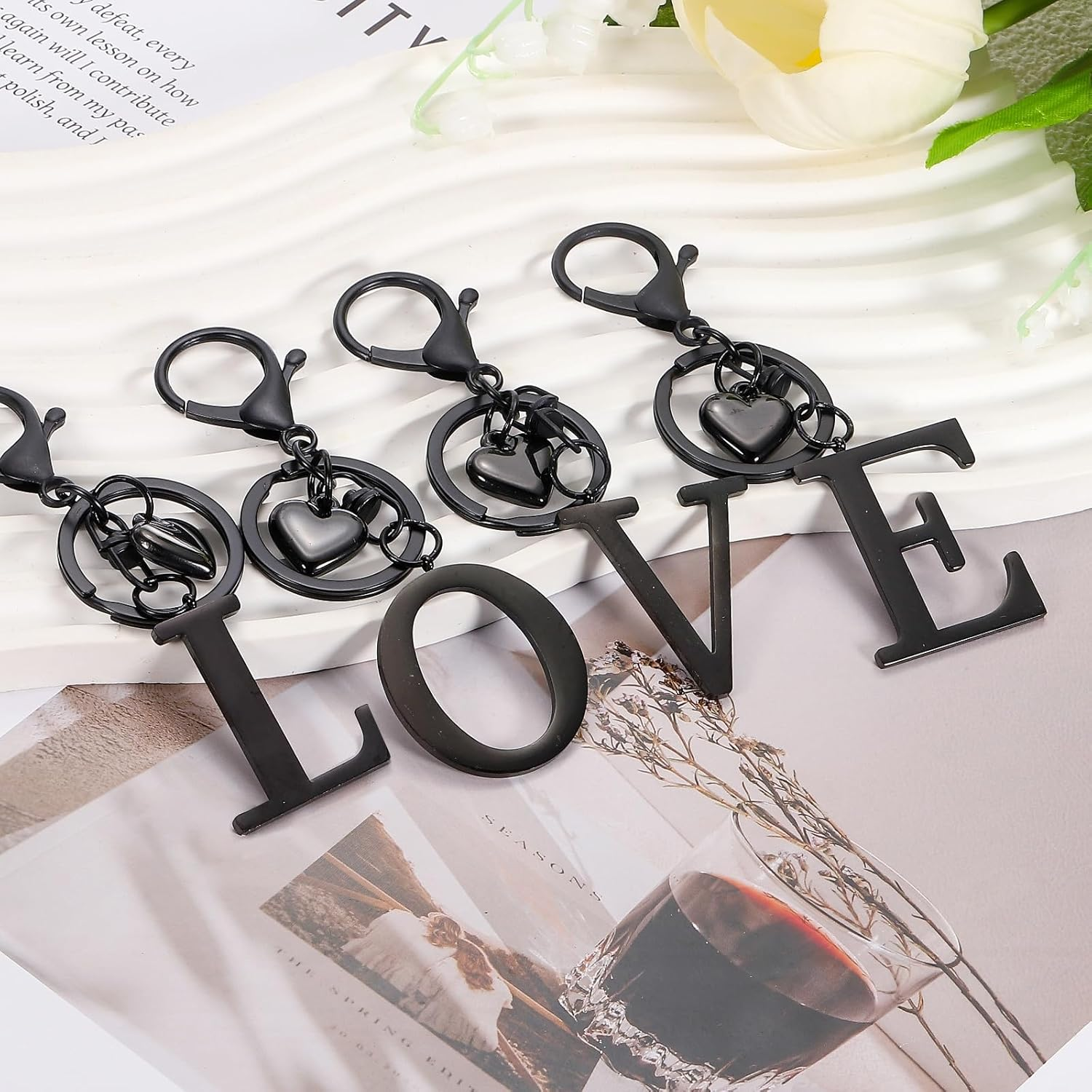 Sourcing Map Heart Initial Letter Keychain, Stainless Steel Keyring Alphabet Charm for Handbag, Women Purse image number 4