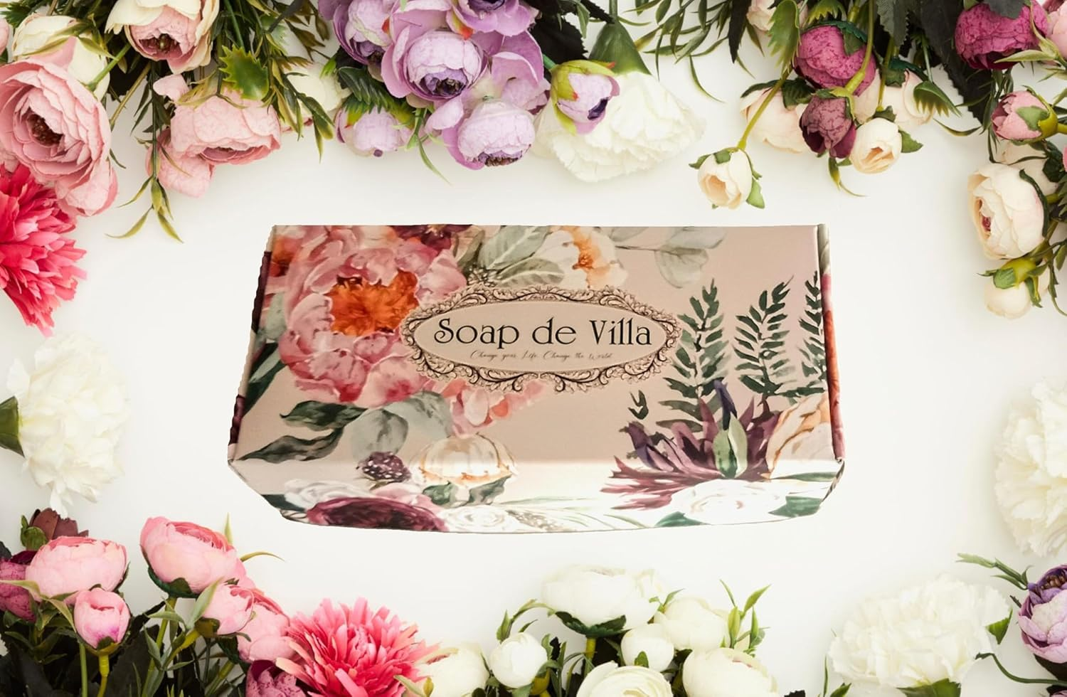 Floral Gift Box with 3 Large Goat'S Milk Soaps &ndash; Luxurious Skincare Gift Set image number 1