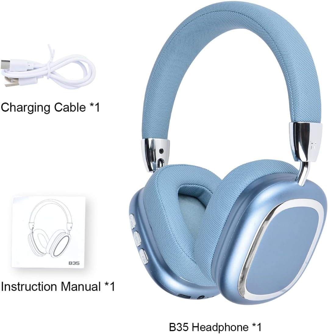 New Wireless Headset, Hifi Clear Call, Comfortable Fit with Head, Foldable, Rotatable, Stretchable. Compatible with Mobile Phones, Computers, MP3 and Other Devices. Wireless Headphones (Blue) image number 2