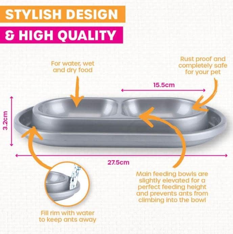 Pet Basic 2PK Cat Feeding Bowl Double Prevent Ants anti Ant Durable 27.5Cm
