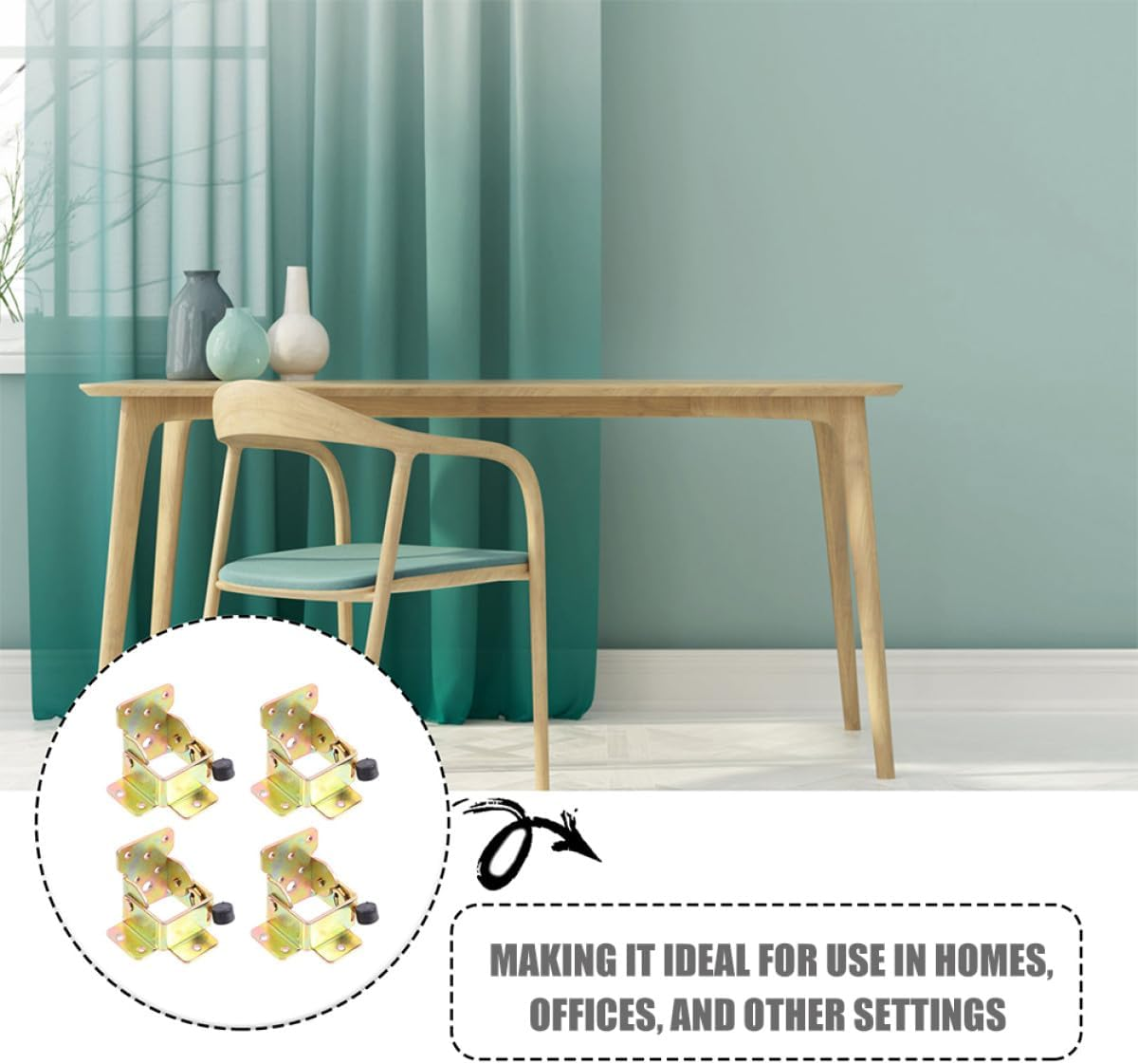 TOVINANNA Folding Table Leg Hinge Bracket 90-Degree Self-Locking Hardware with Spring-Loaded Support for Furniture Legs, 2Pcs Set Suitable for Dining and Coffee Tables