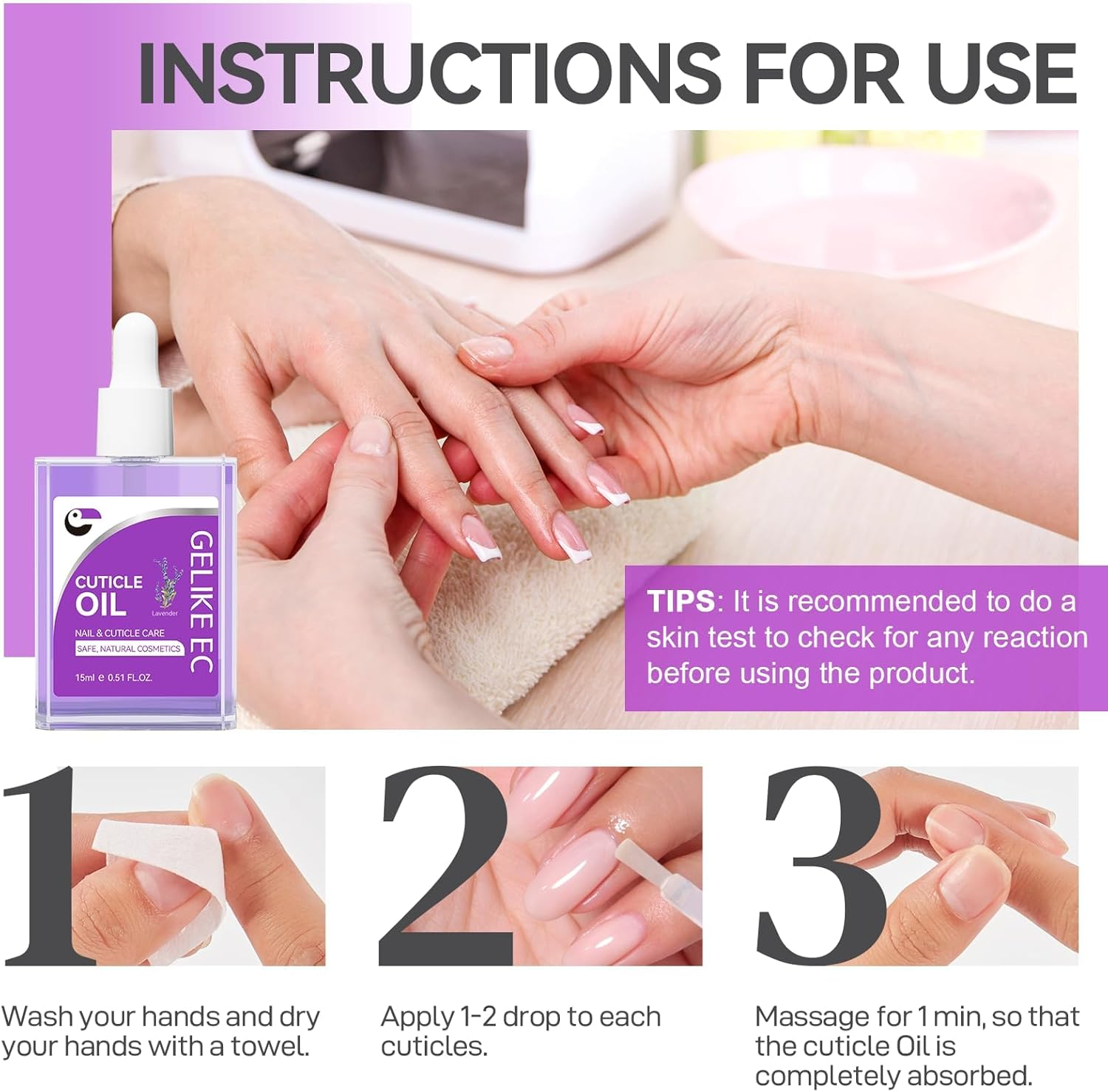 Gelike Nail Cuticle Oil Vitamin E B 100% Pure & Natural Jojoba Bean with Flower Aroma - Soothe & Moisturize Dry Nails and Cuticles image number 4