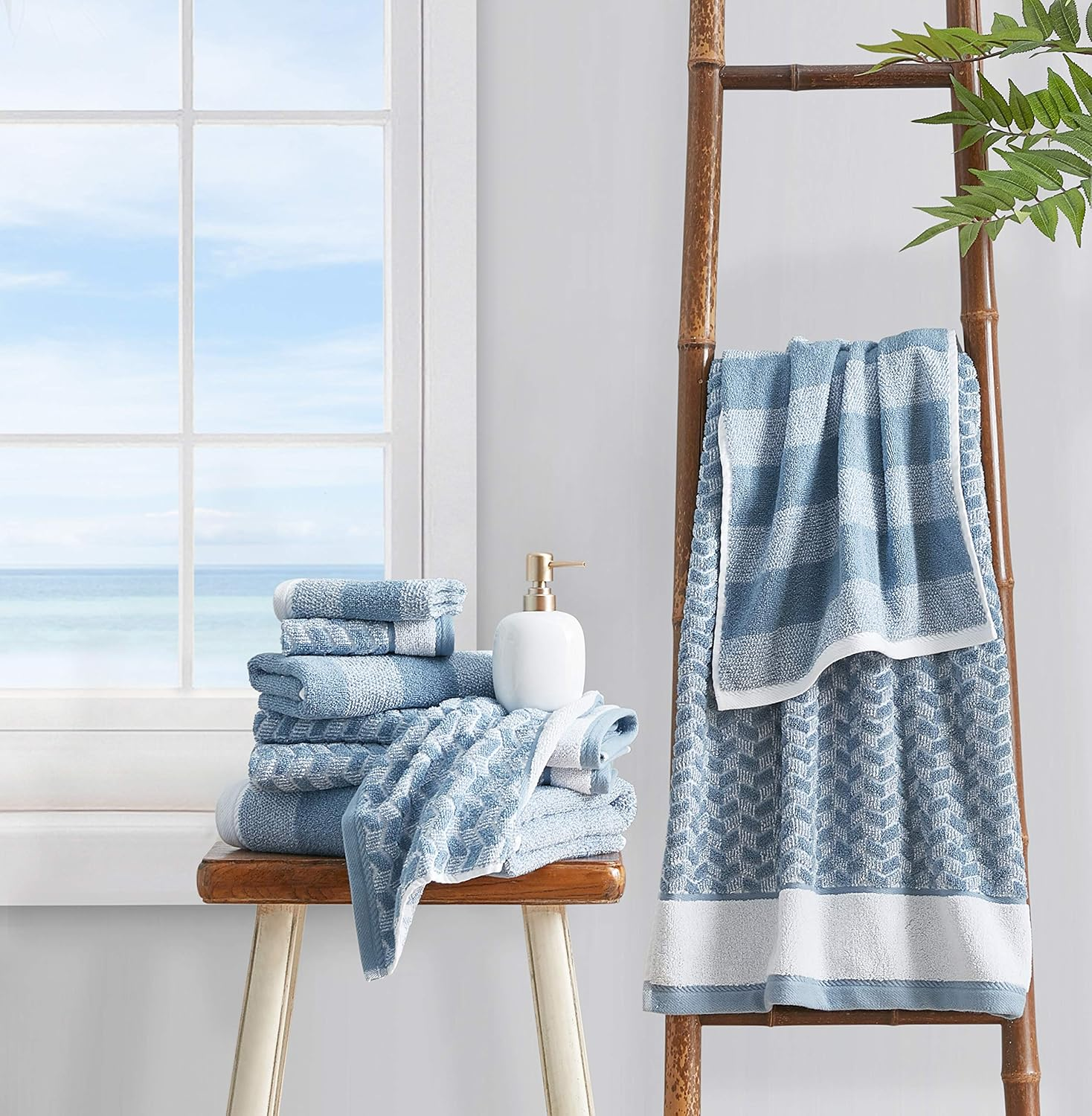 Nautica Home 6Pc Towel Set 100% Terry Cotton, Oeko-Tex Certified, Super Soft & Absorbant, Medium-Weight, 6 Piece, Zane Chevron image number 5